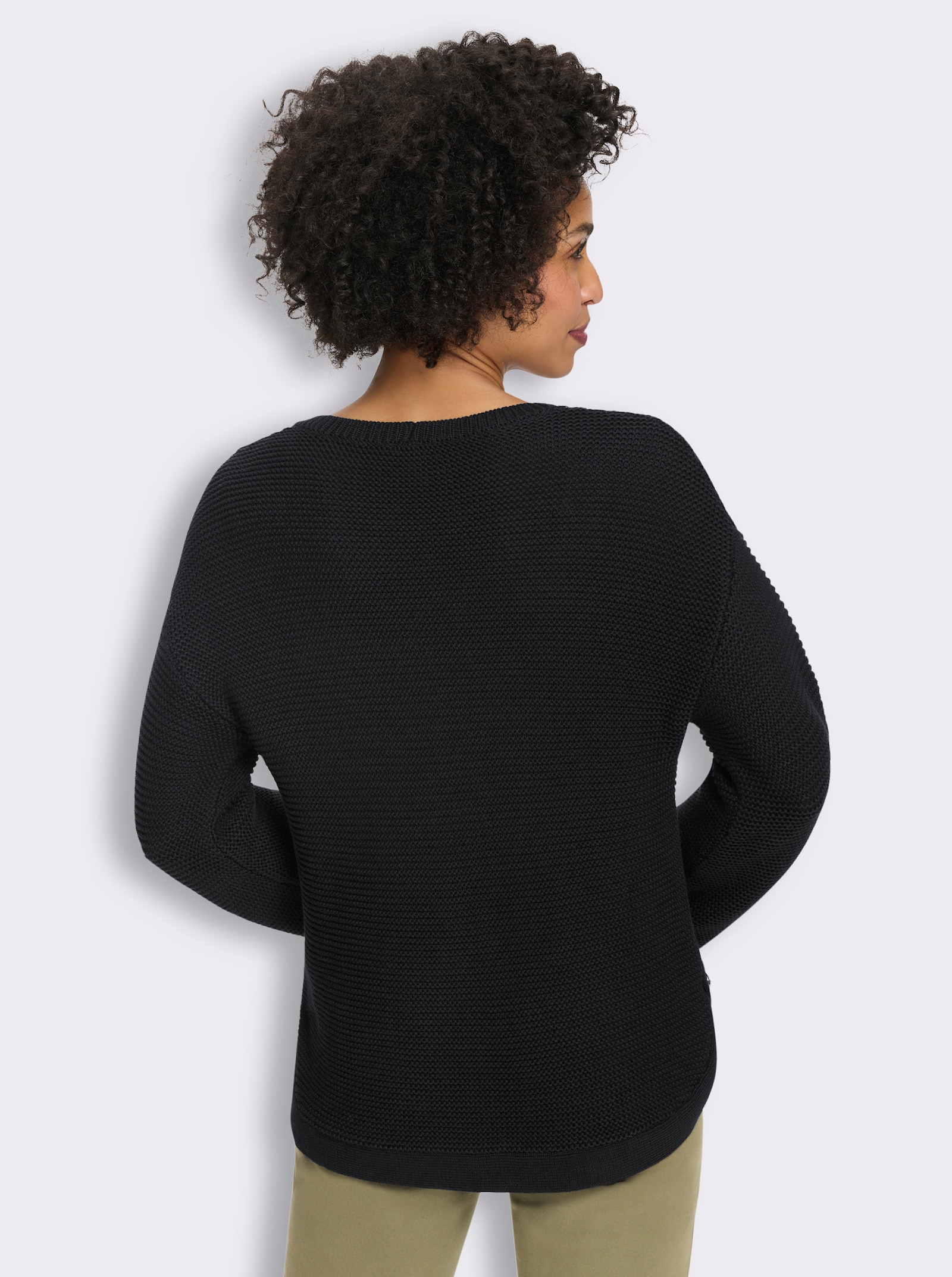 heine Langarm-Pullover mit Seitenschlitzen - schwarz