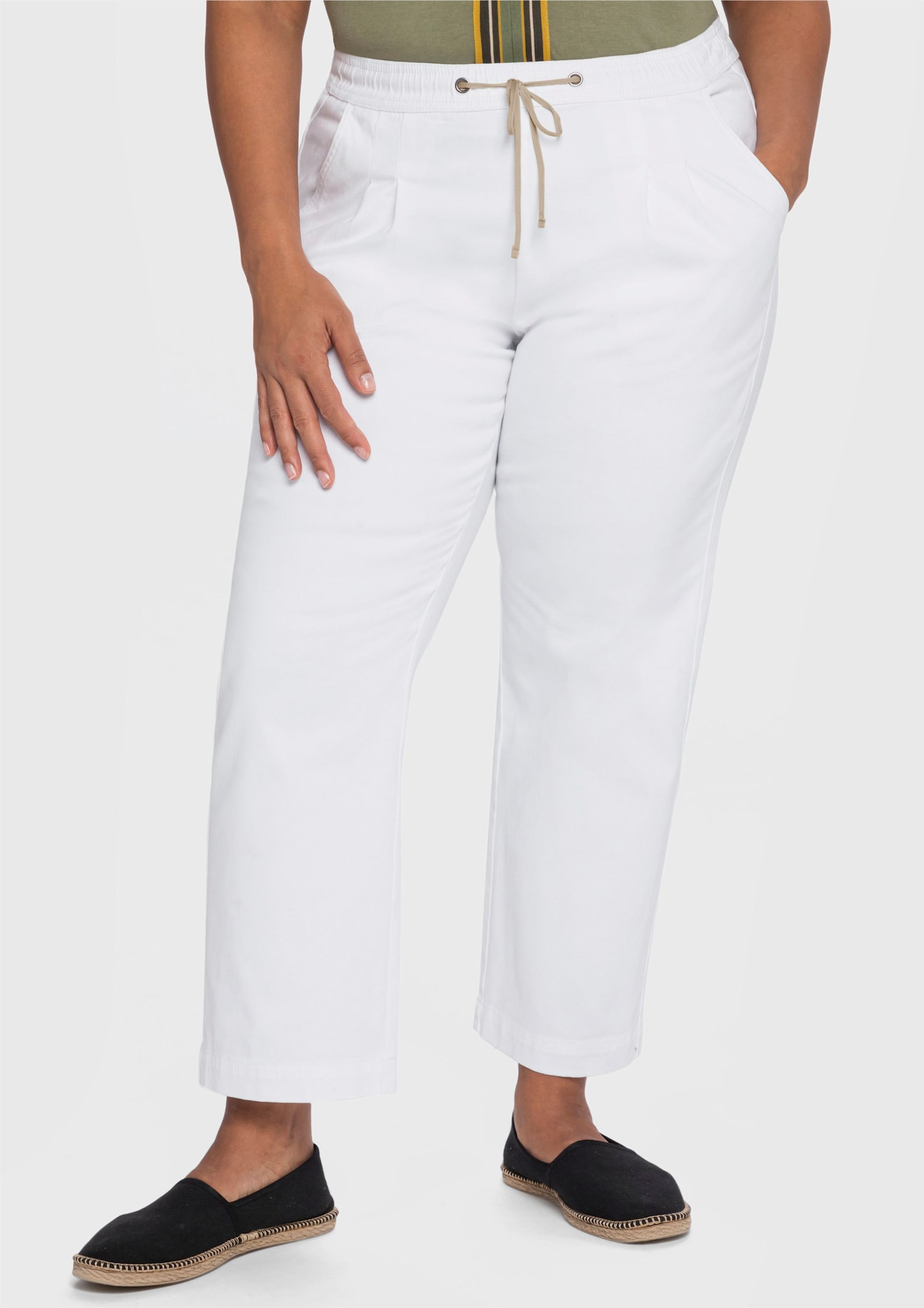 sheego Jogpants met contrastdetails - white denim