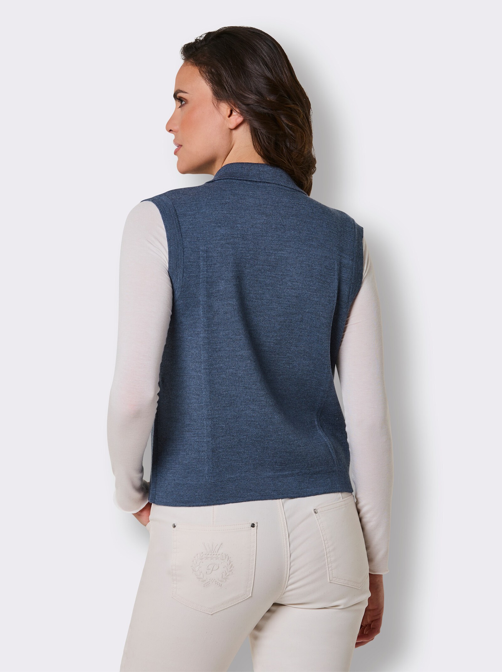 CREATION L PREMIUM Strickweste aus Wolle - rauchblau-meliert