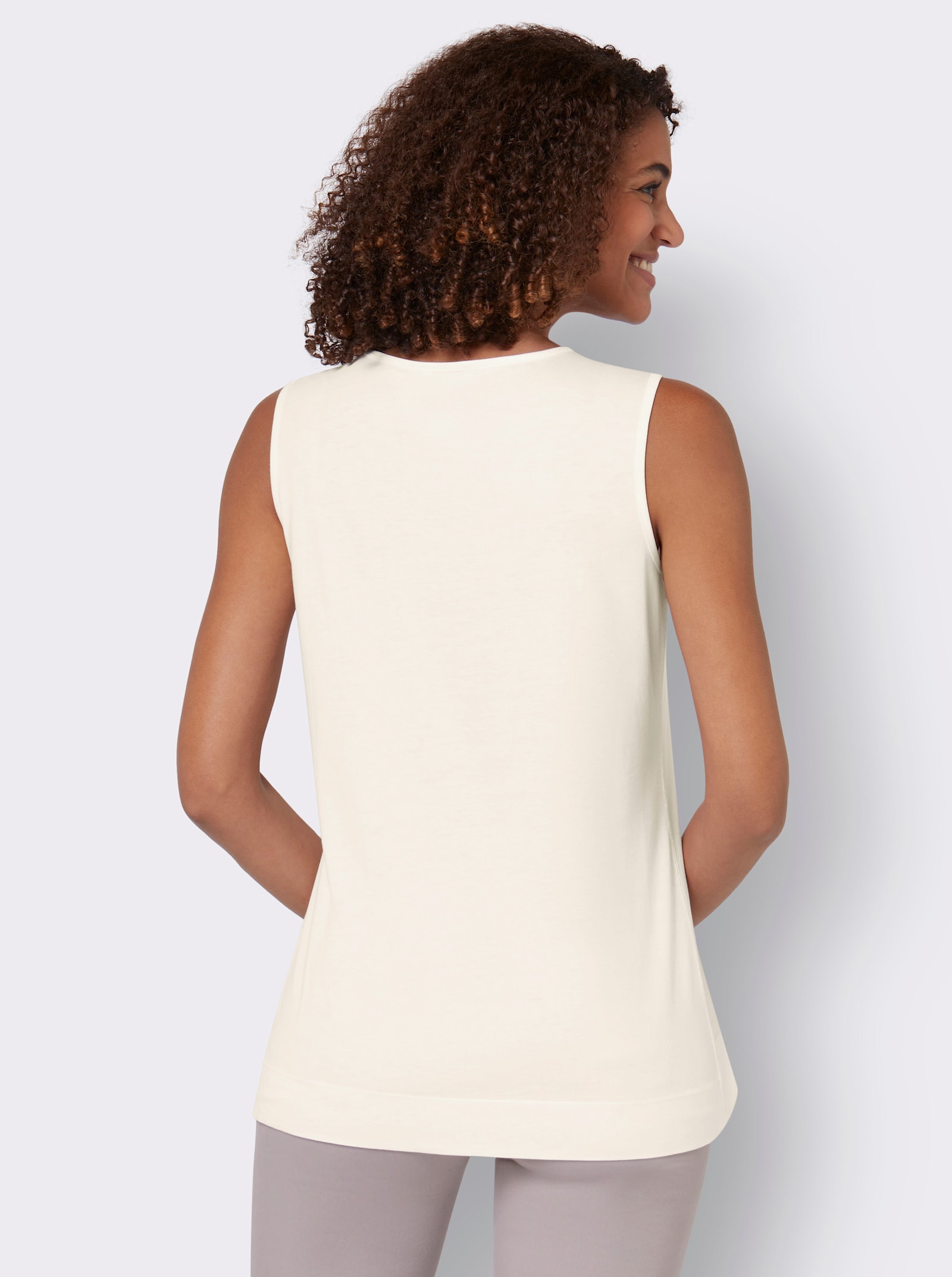 Shirttop mit hinten längerem Saum - ecru