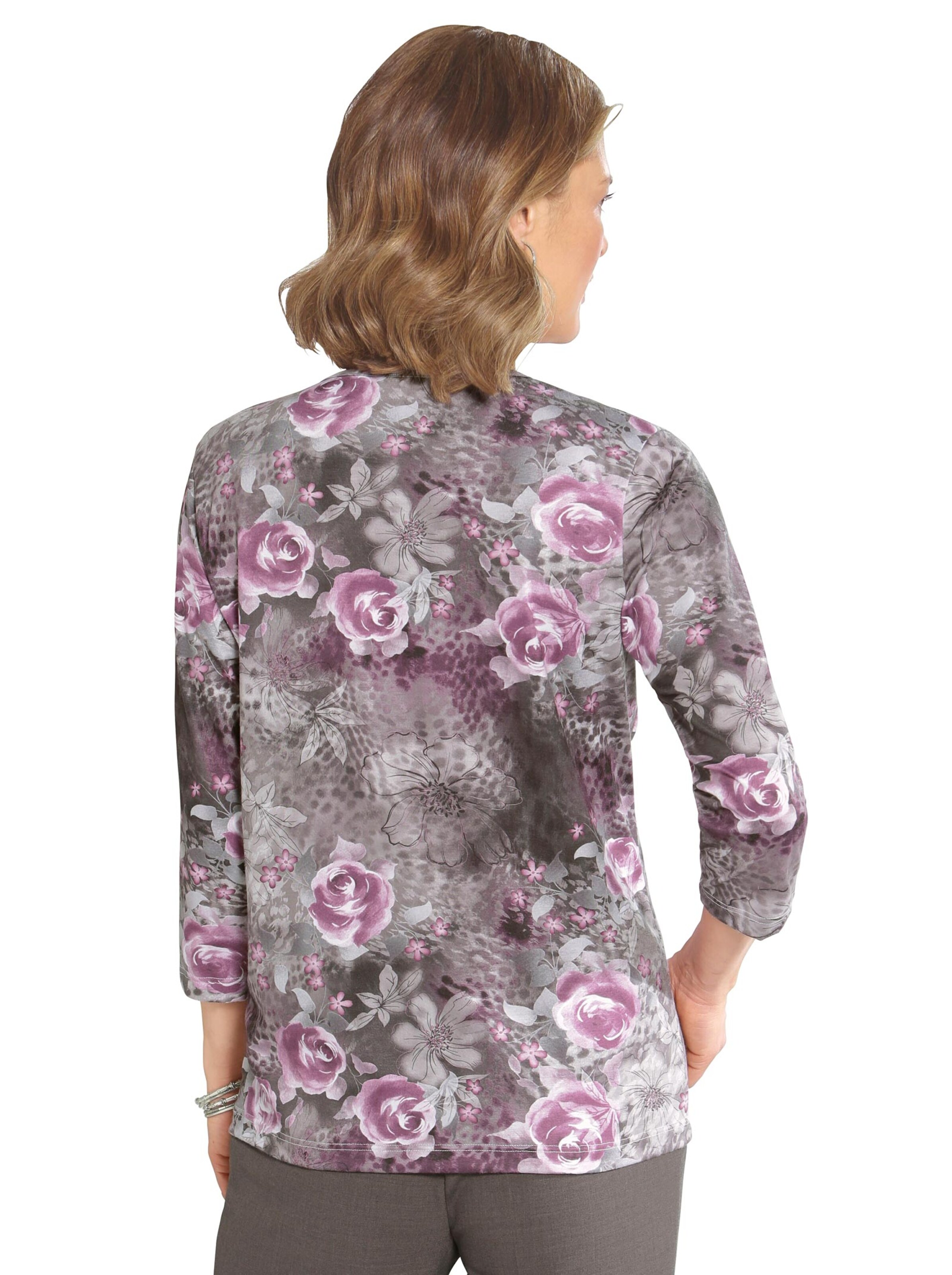 Winter-Shirt - altrosé-grau-bedruckt