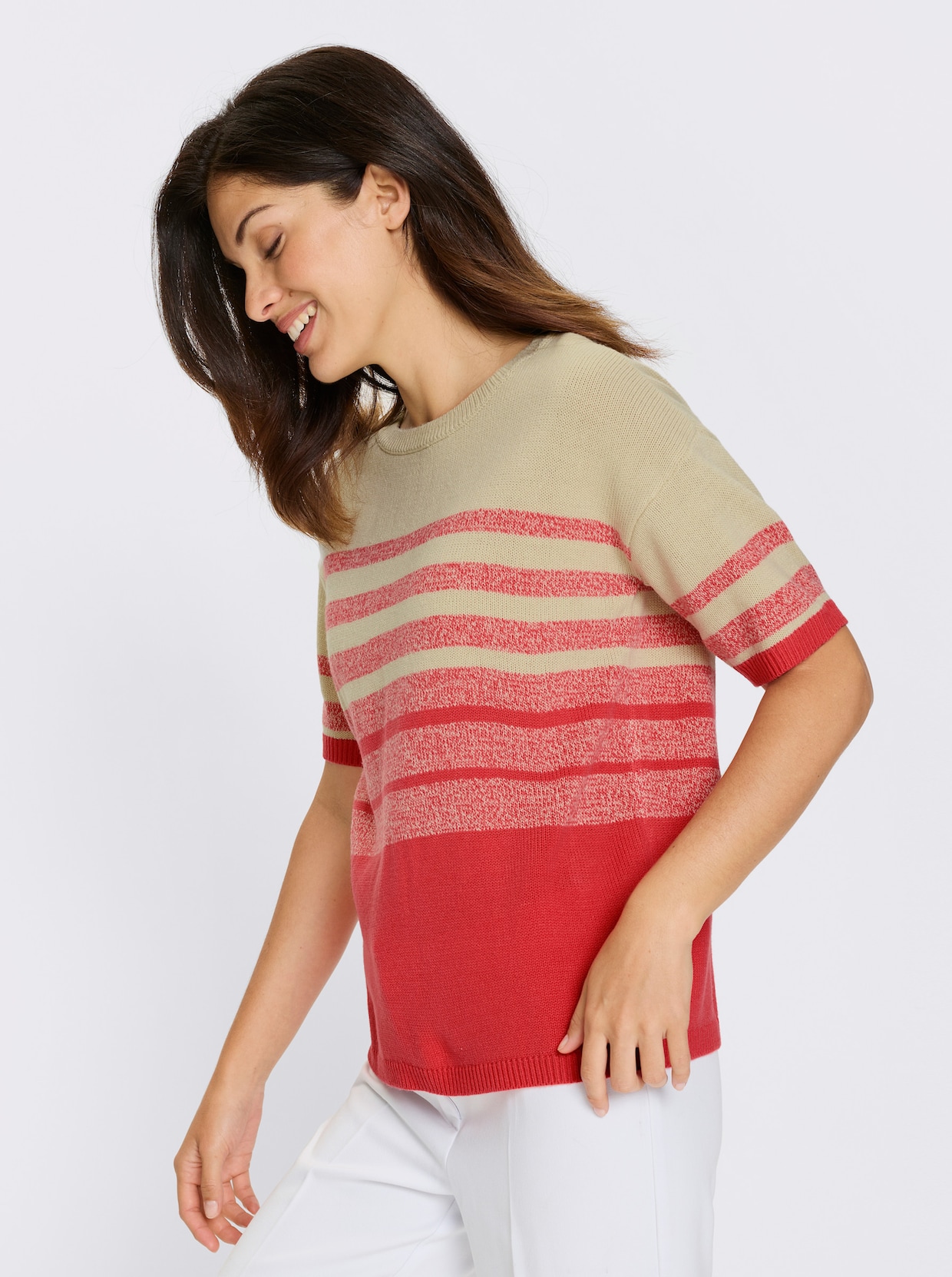 Kurzarmpullover - sand-hummer-gemustert
