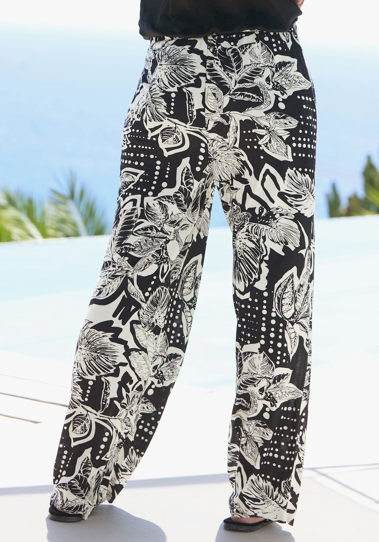 Vivance Palazzohose - schwarz-creme bedruckt