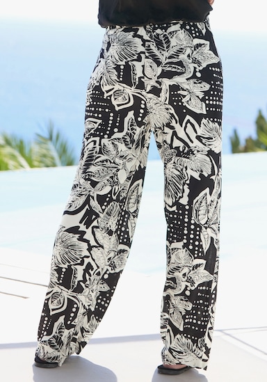 Vivance Palazzohose - schwarz-creme bedruckt