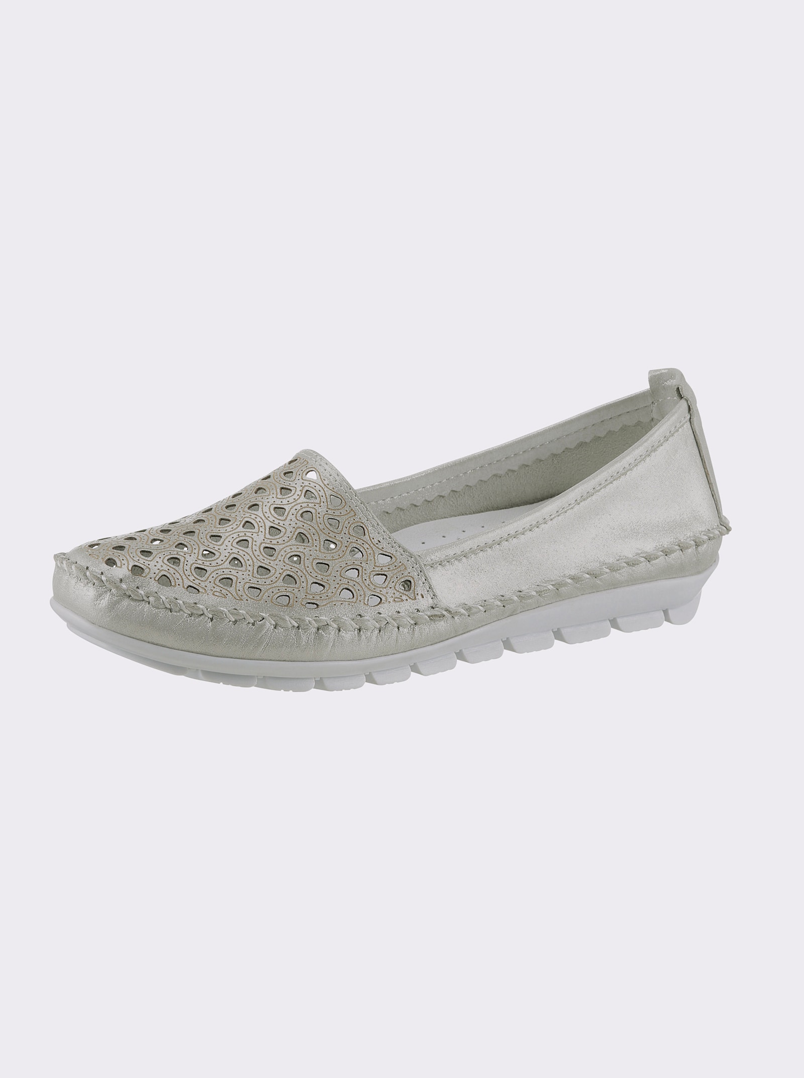 Gemini Slipper mit Leder-Wechselfußbett - silberfarben