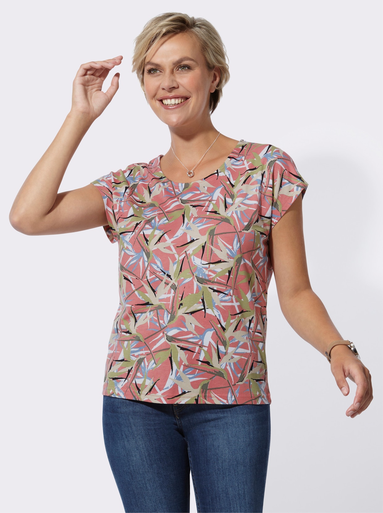 Print-Shirt - flamingo-bleu-bedruckt