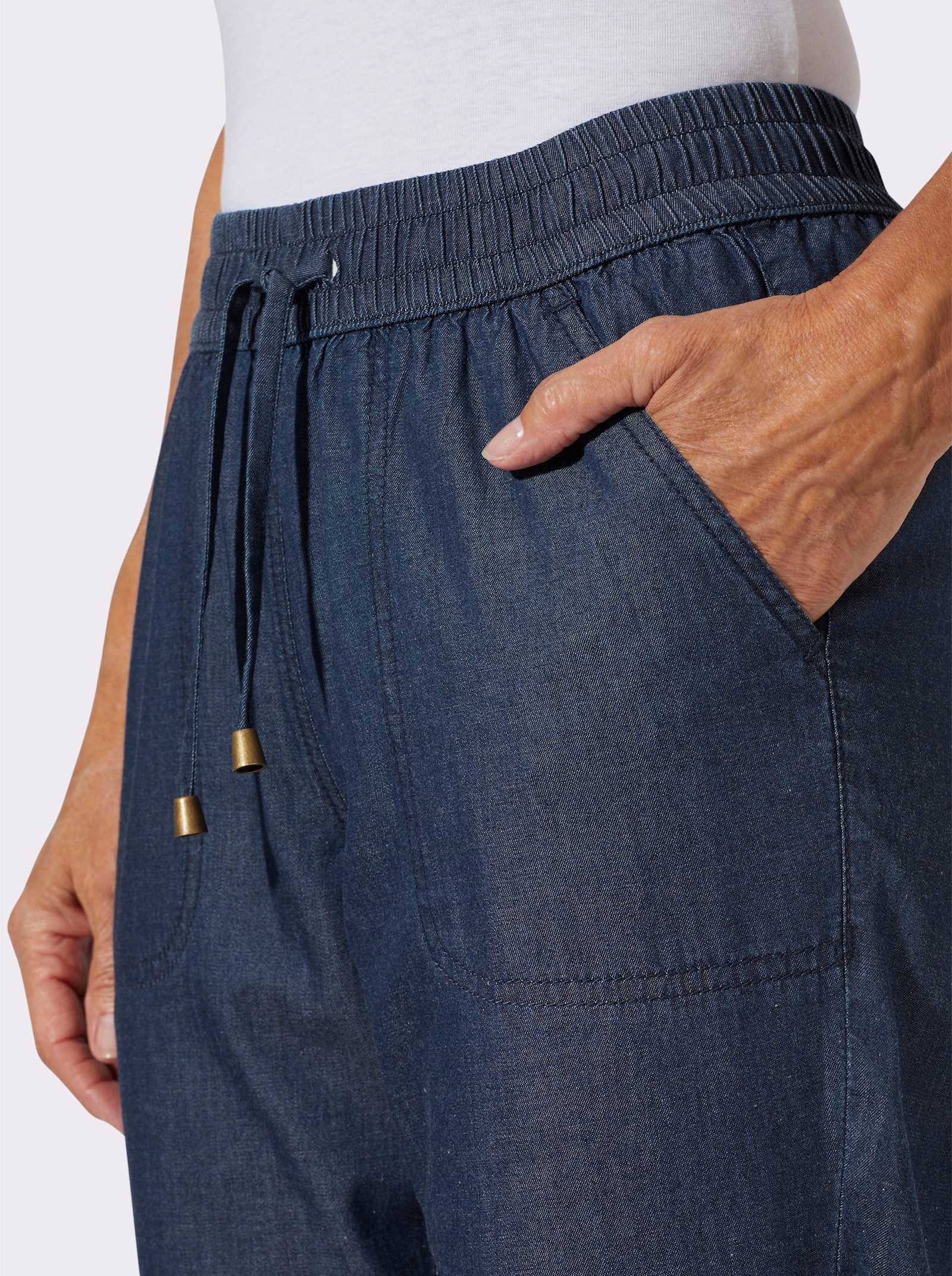 Caprijeans mit Rundum-Dehnbund - blue-stone-washed