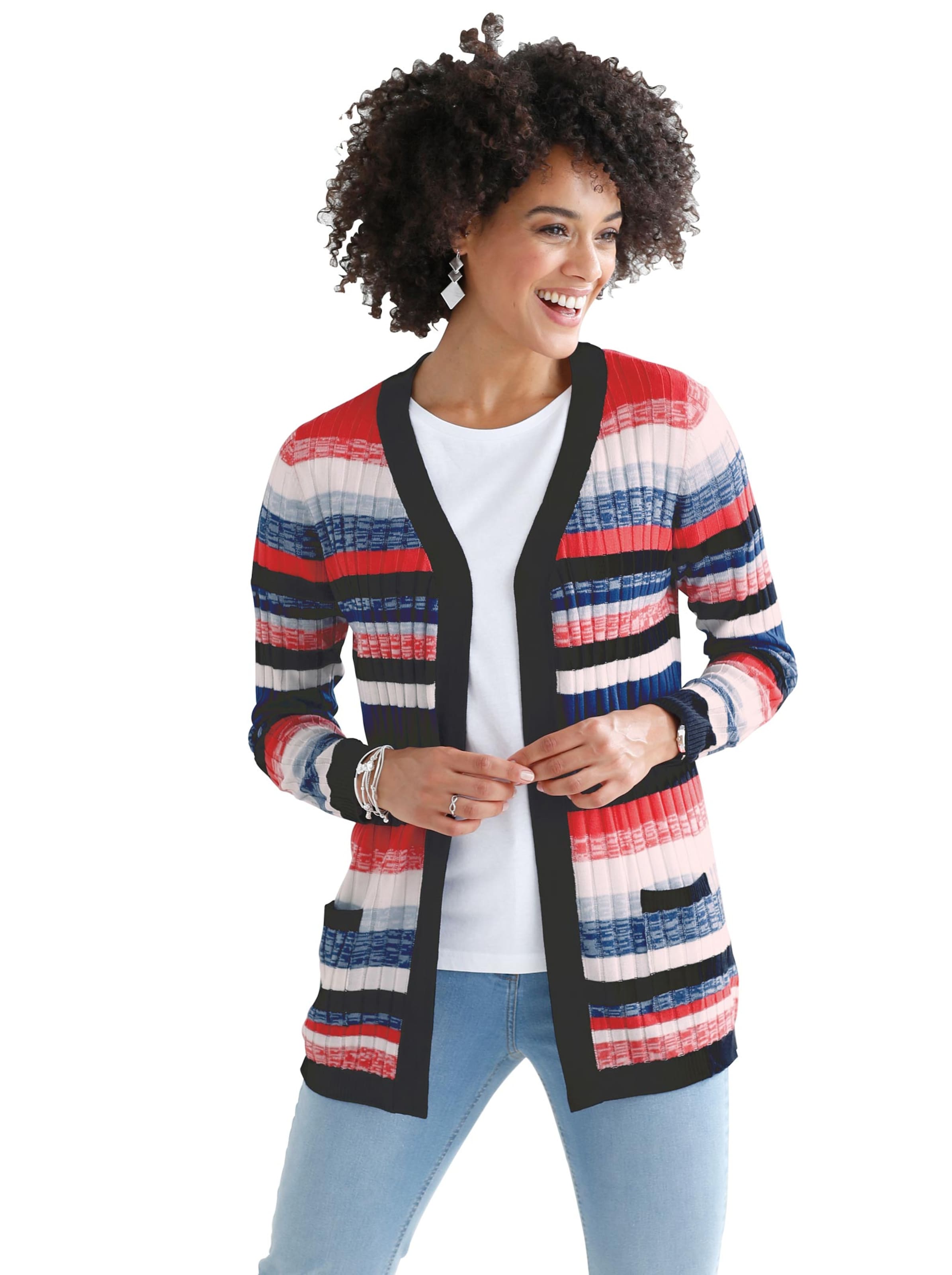 Strickjacke - marine-geringelt