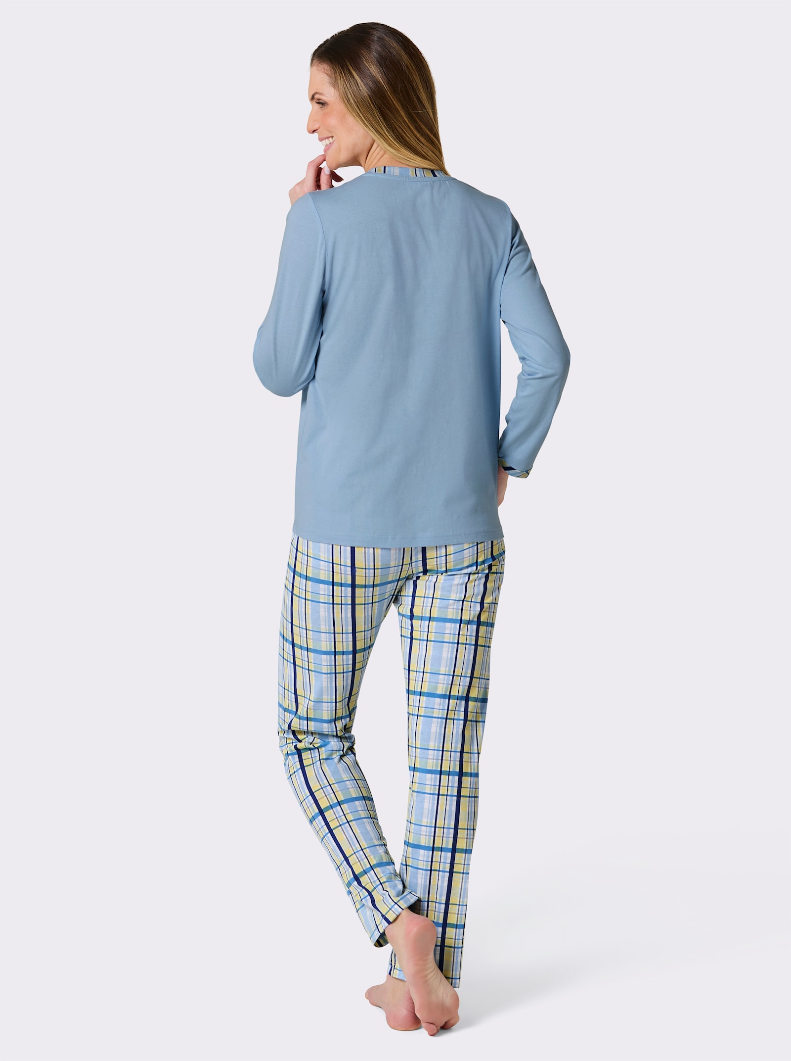 wäschepur Schlafanzug - eisblau-weiß-bedruckt