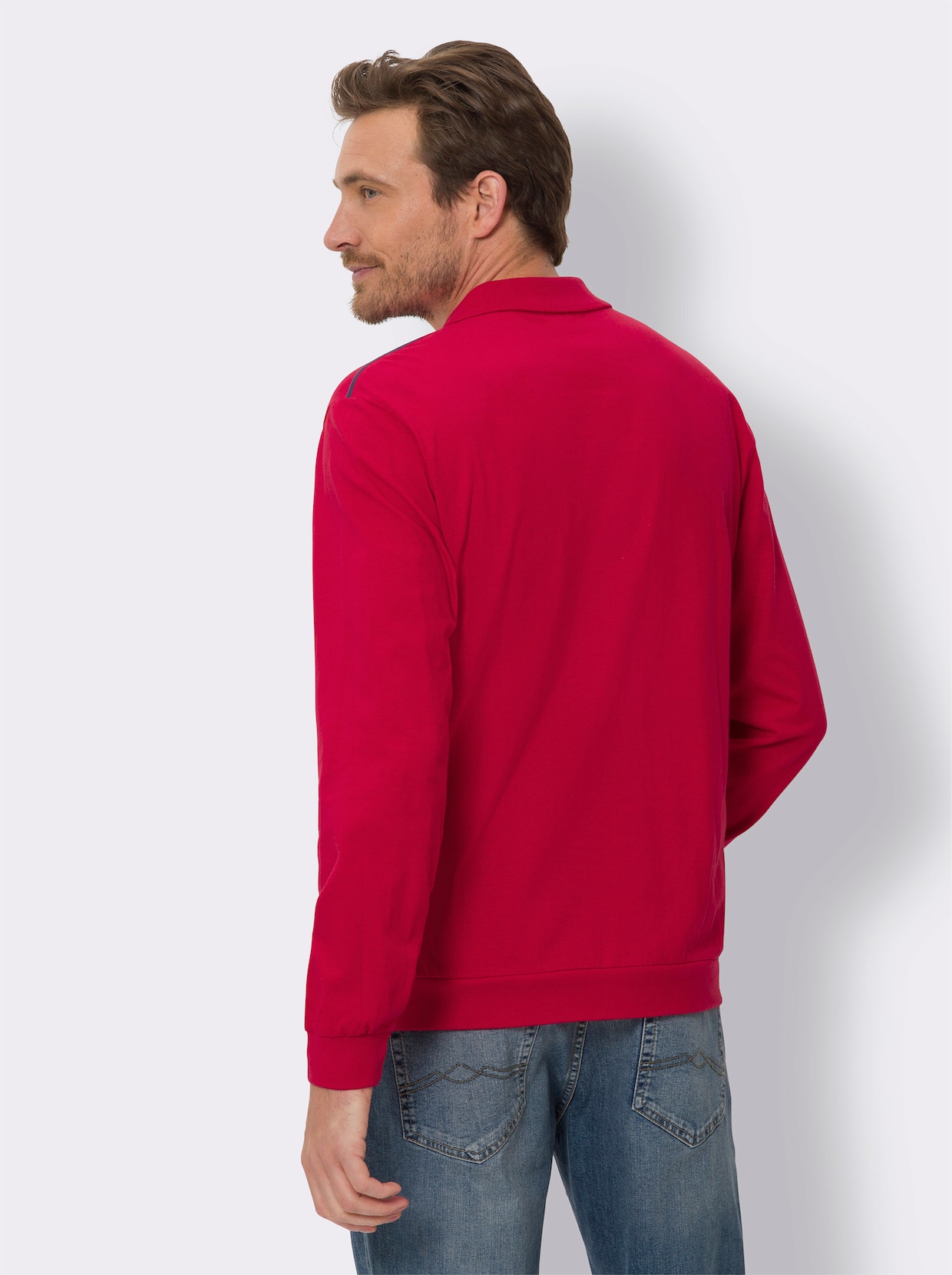 Langarm-Poloshirt - rot