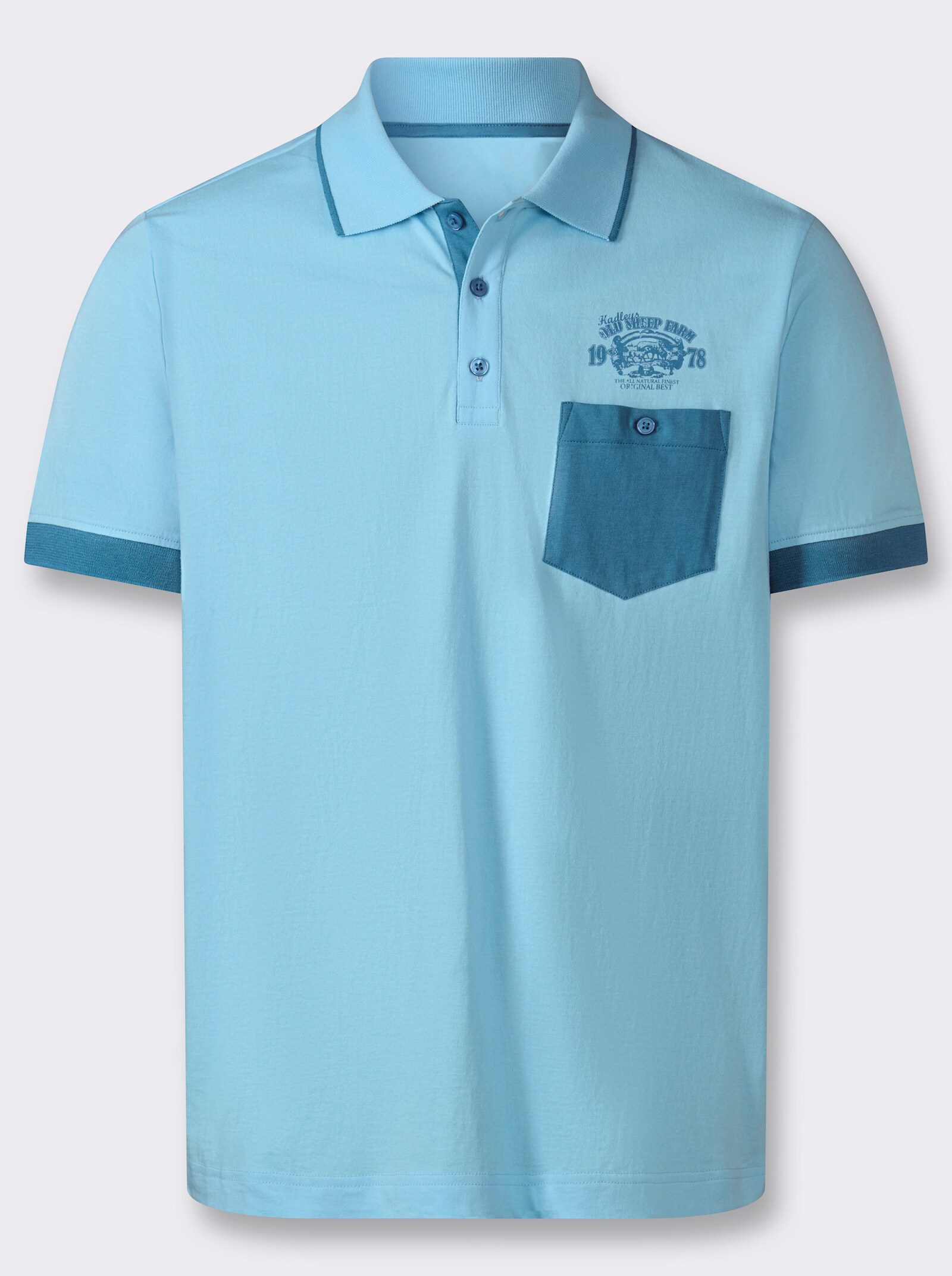 Poloshirt mit kontrastfarbigen Details - aqua