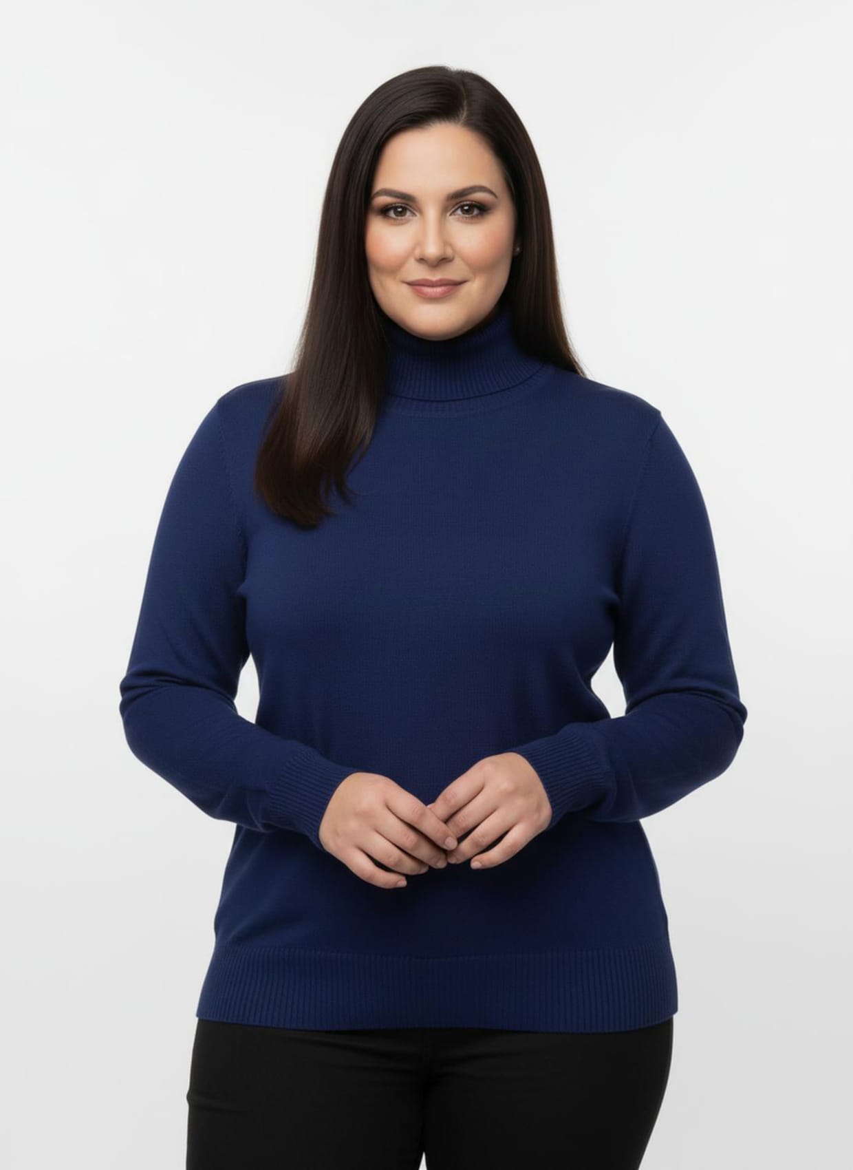 Rollkragenpullover aus Feinstrick - royalblau