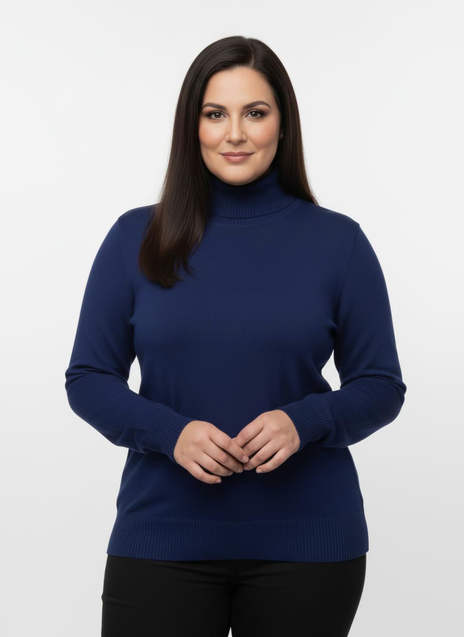Rollkragenpullover aus Feinstrick - royalblau