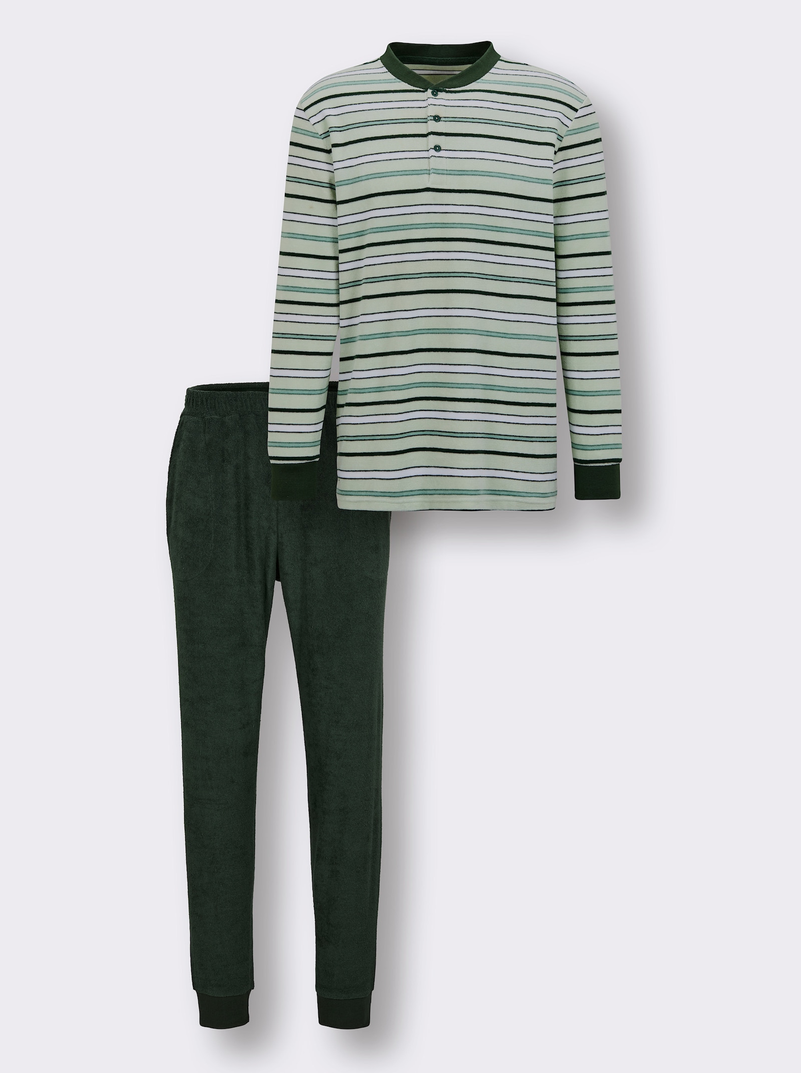 wäschepur men Schlafanzug - zartmint-moos-gestreift