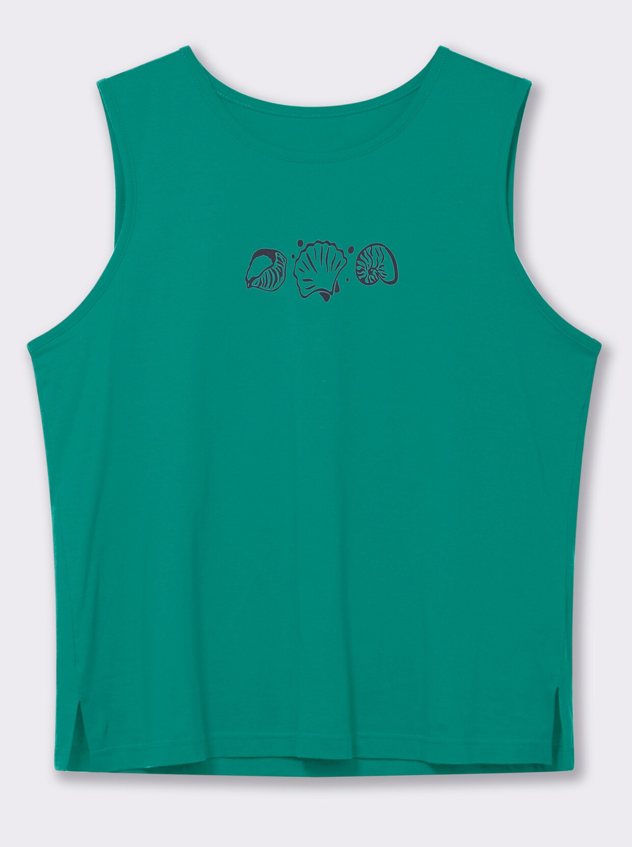 Shirttop mit Seitenschlitzen - smaragd