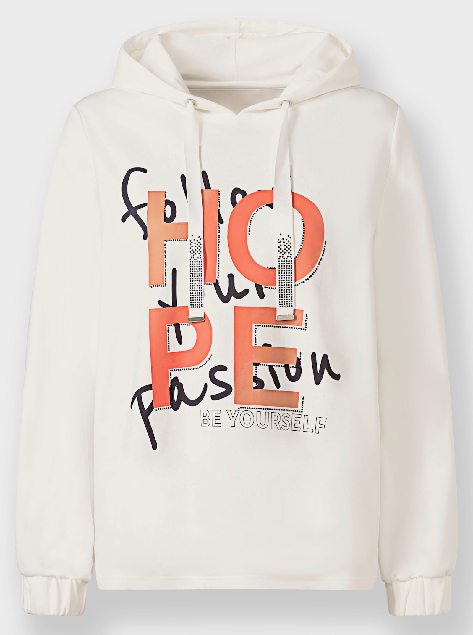 heine Sweatshirt mit Schriftzug - ecru-orange-bedruckt