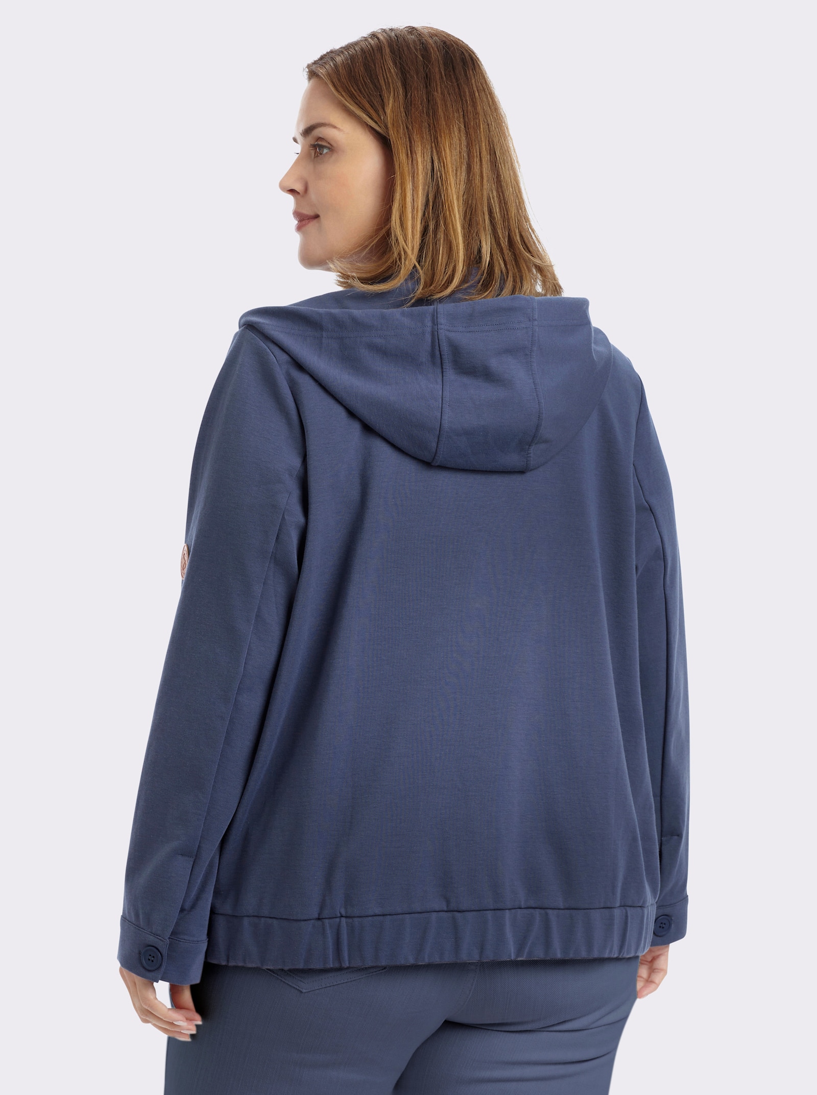 sheego Shirtjacke mit Kapuze - rauchblau
