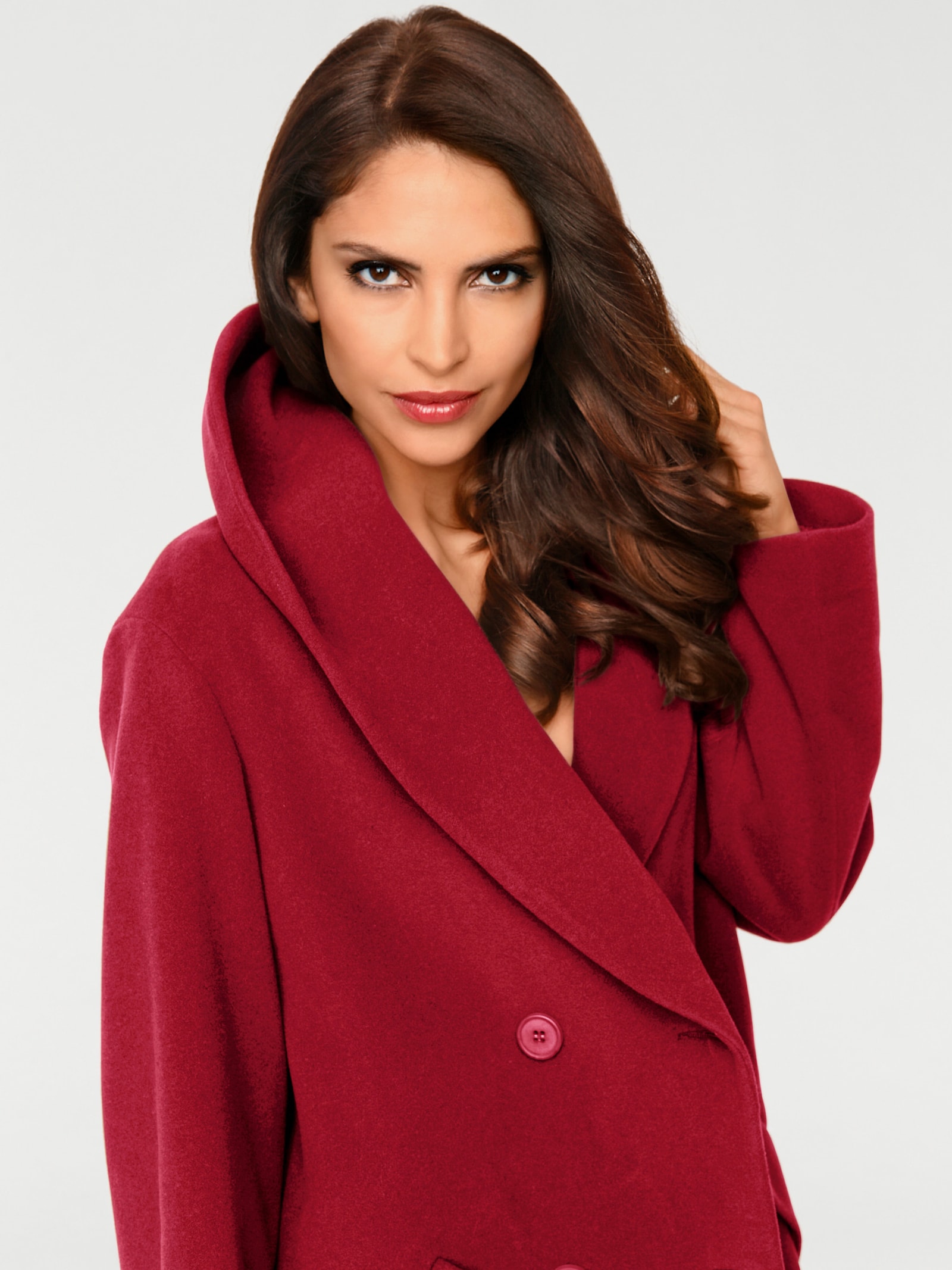 heine Wolljacke mit Schalkragen - rot