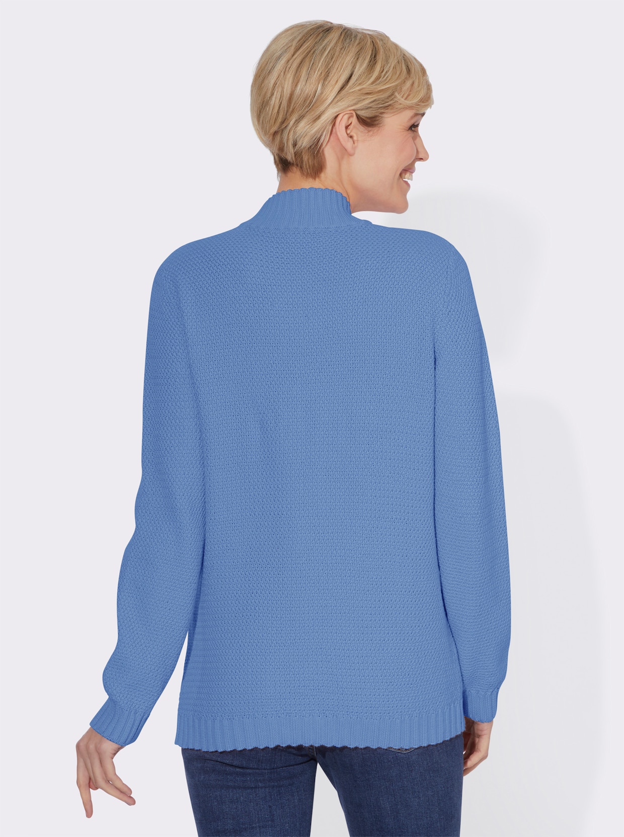 Langarm-Pullover - mittelblau