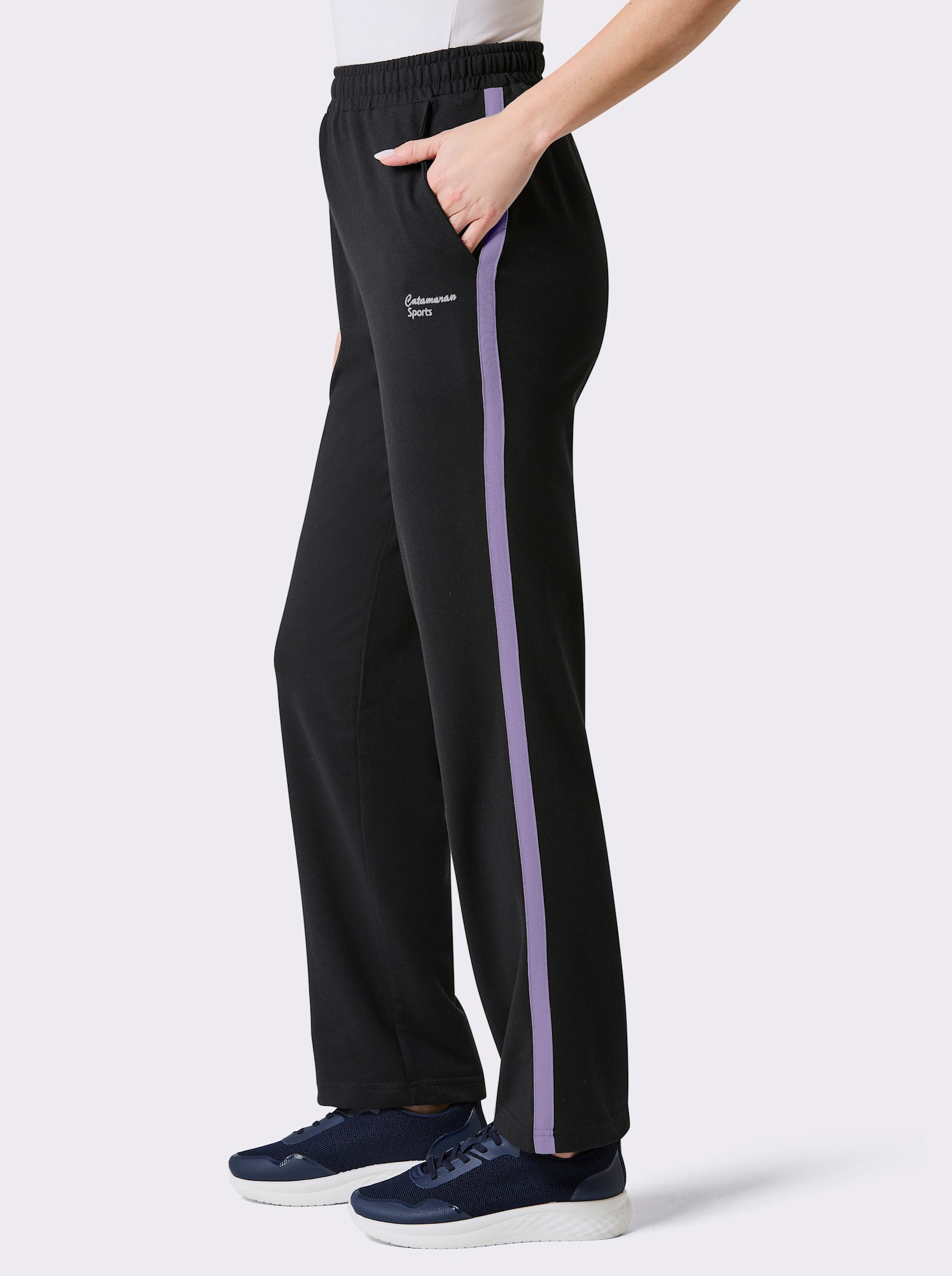 Catamaran Sports Vrijetijdsbroek met contraststreep - zwart/lavendel