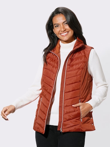 Steppweste mit Seitenschlitzen mit Druckknopf - rostrot