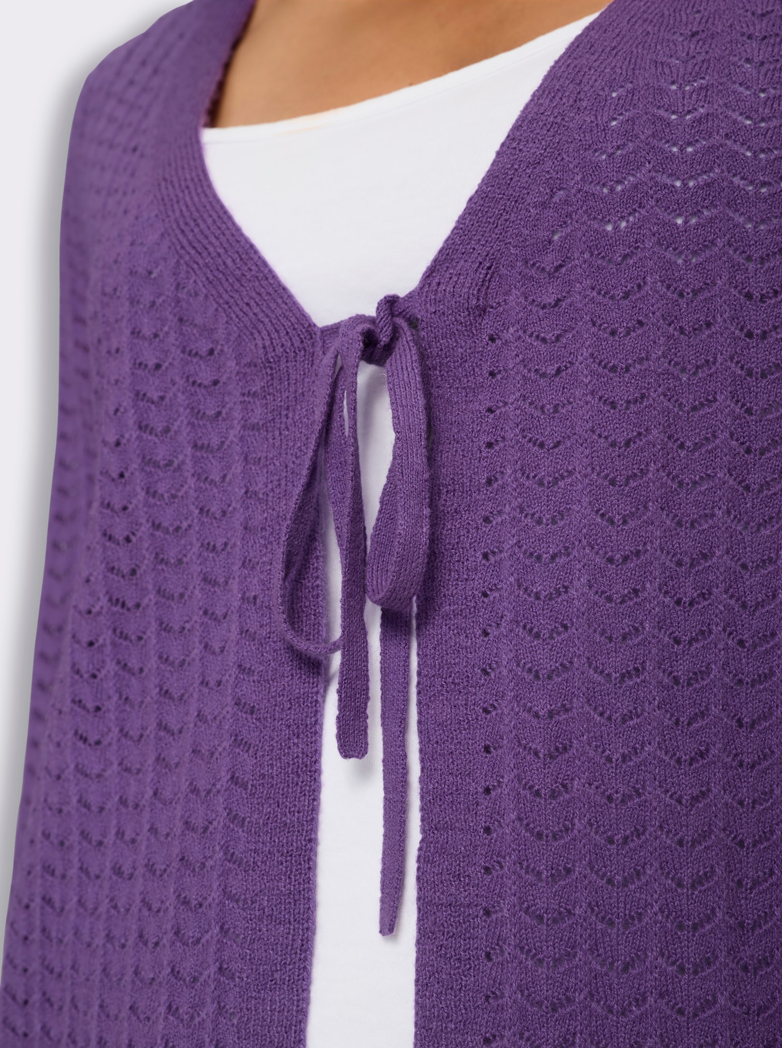 Strickjacke mit Ajour-Muster - lila