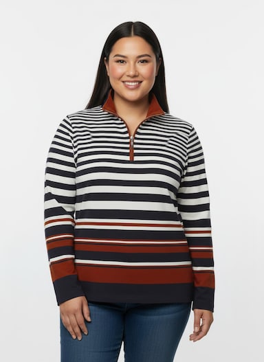 Sweatshirt im Streifen-Dessin - marine-rot-gestreift