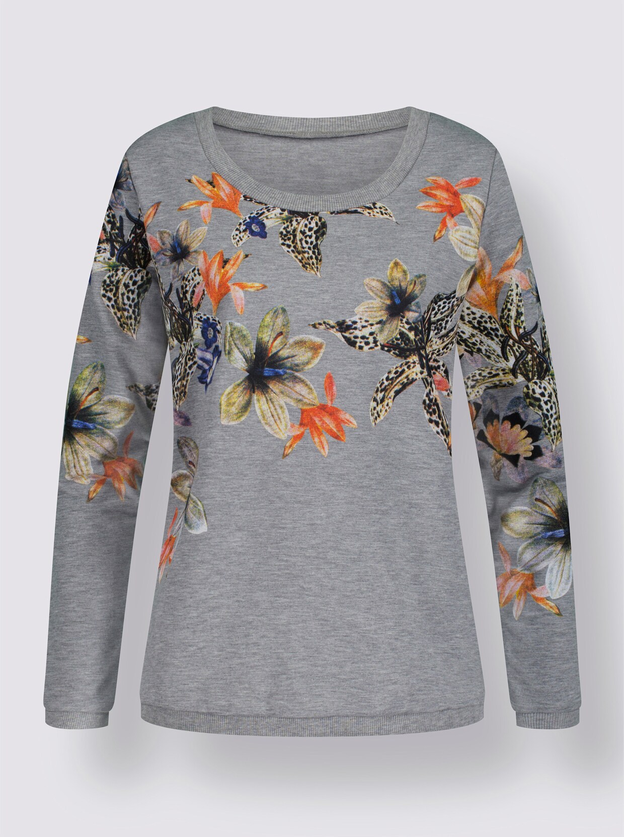 Sweatshirt - lichtgrijs geprint