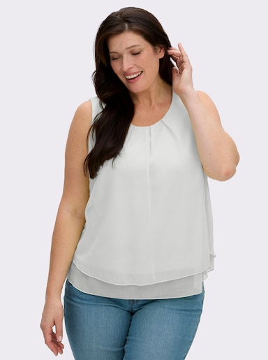 Blusentop in Crêpe-Qualität - wollweiß