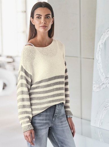 heine Pullover - ecru-silberfarben-gestreift