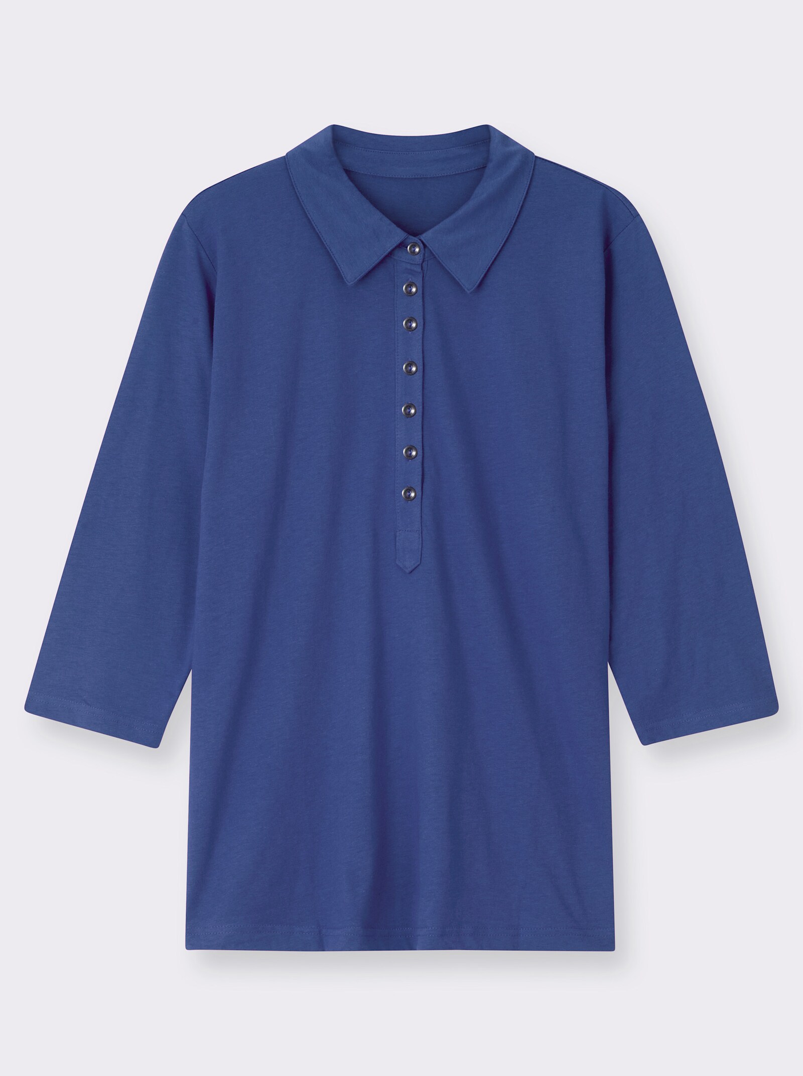 Poloshirt mit langer Knopfleiste - royalblau