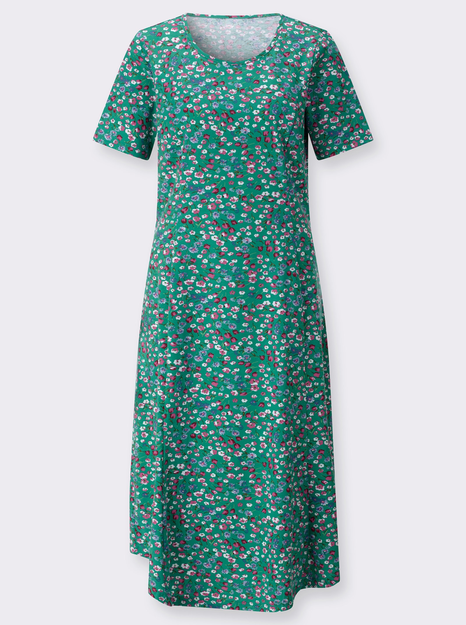 Sommerkleid - smaragd-fuchsia-bedruckt