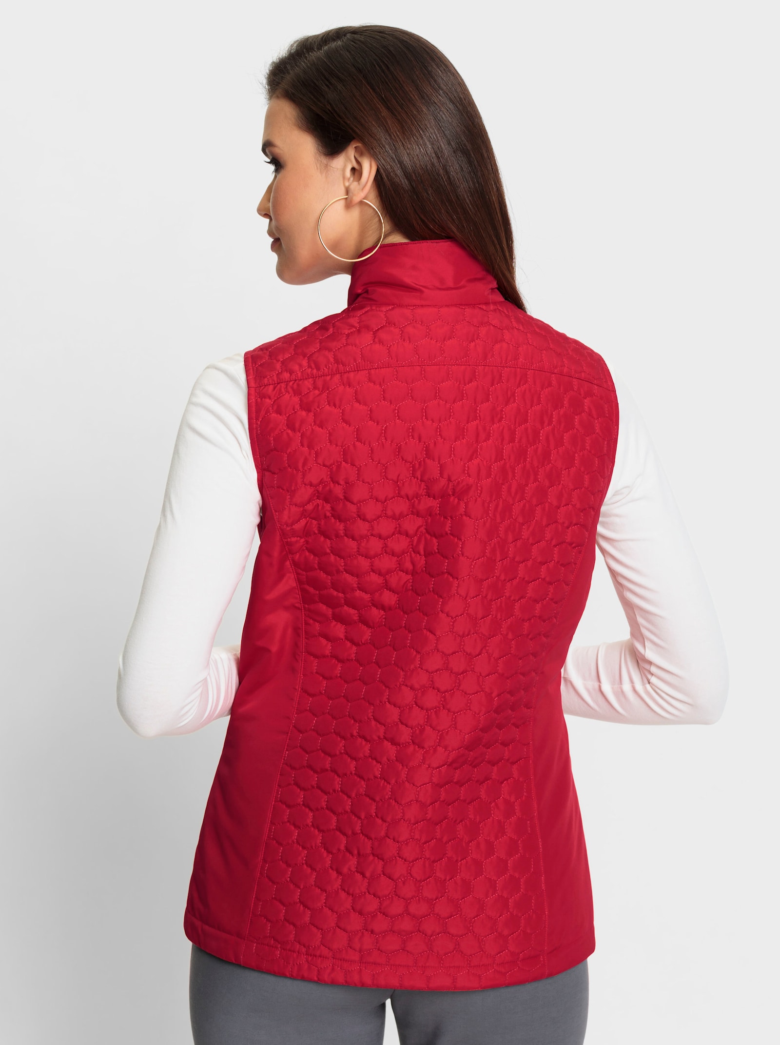 Prošívaná vesta s pajetkami - červená