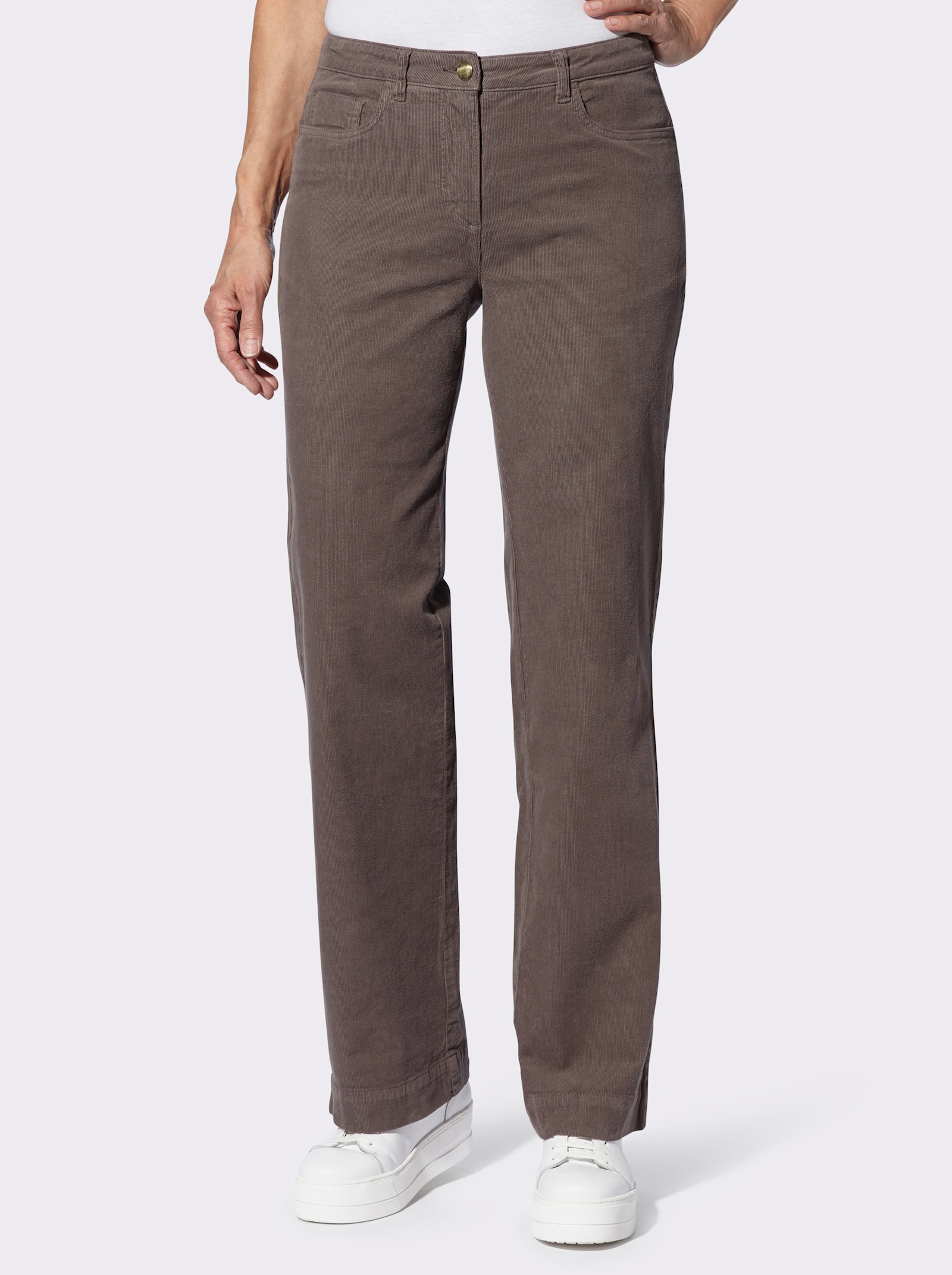 Manchesterbyxa med bred fåll - mörk mullvad