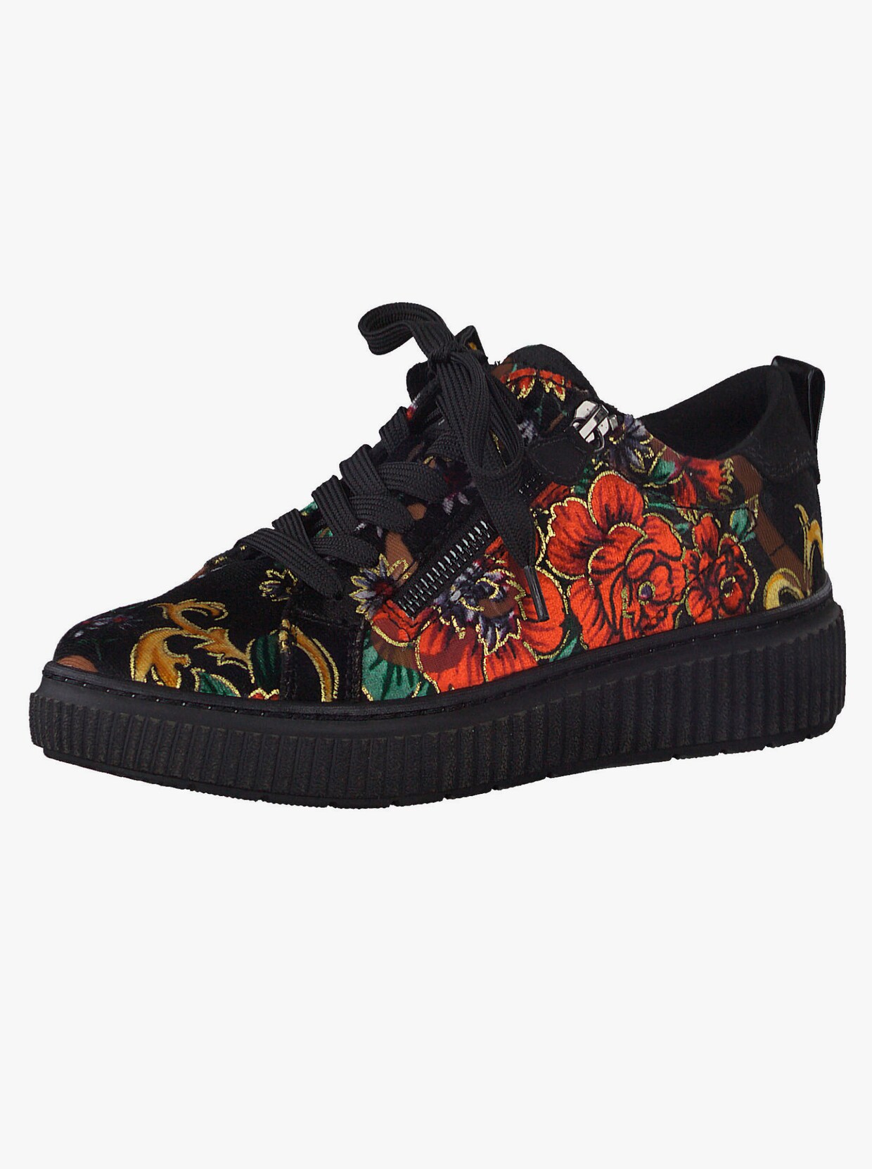 Jana Sneaker - zwart gebloemd