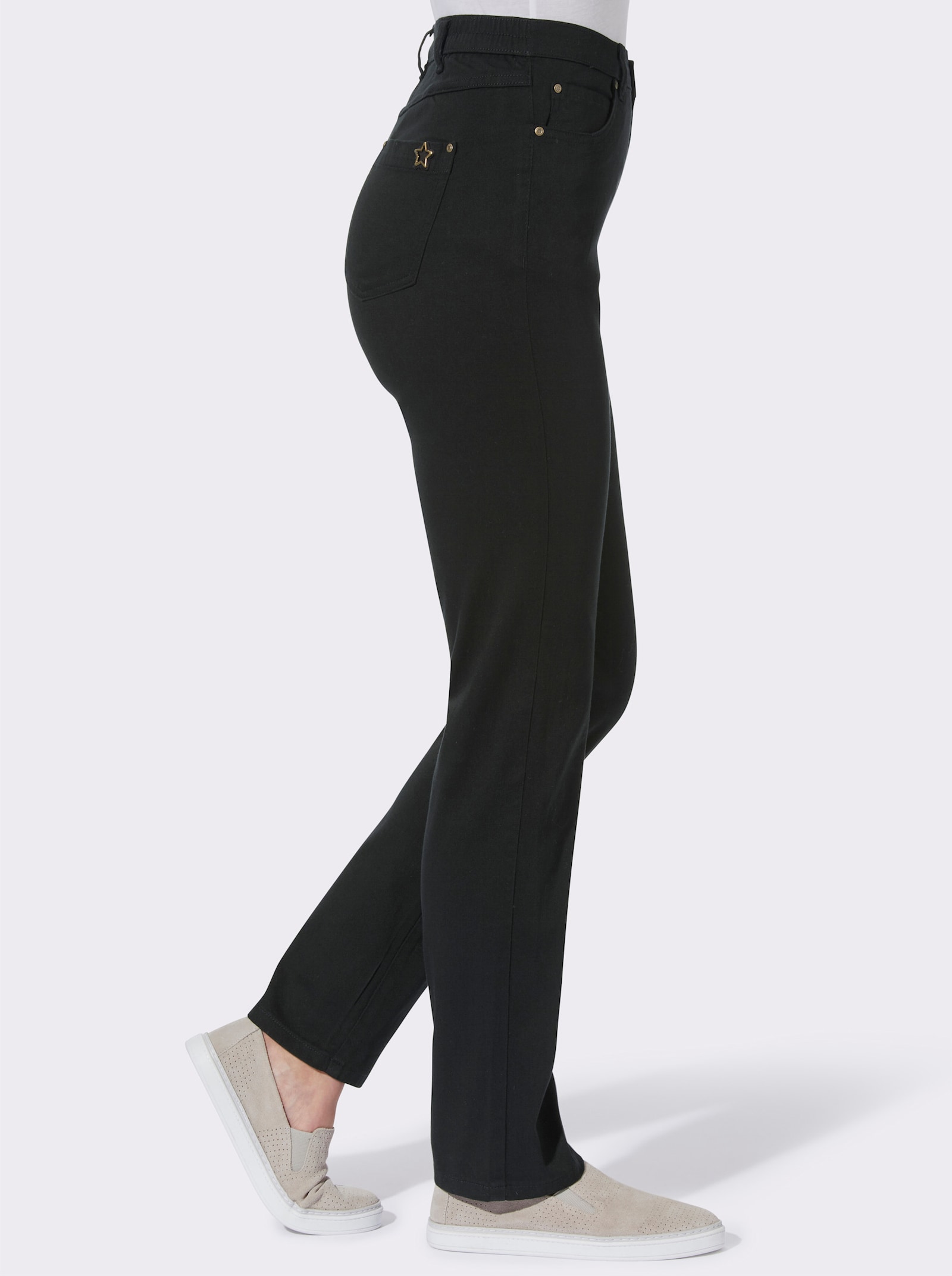 5-Pocket-Hose mit seitlichem Dehnbund - schwarz