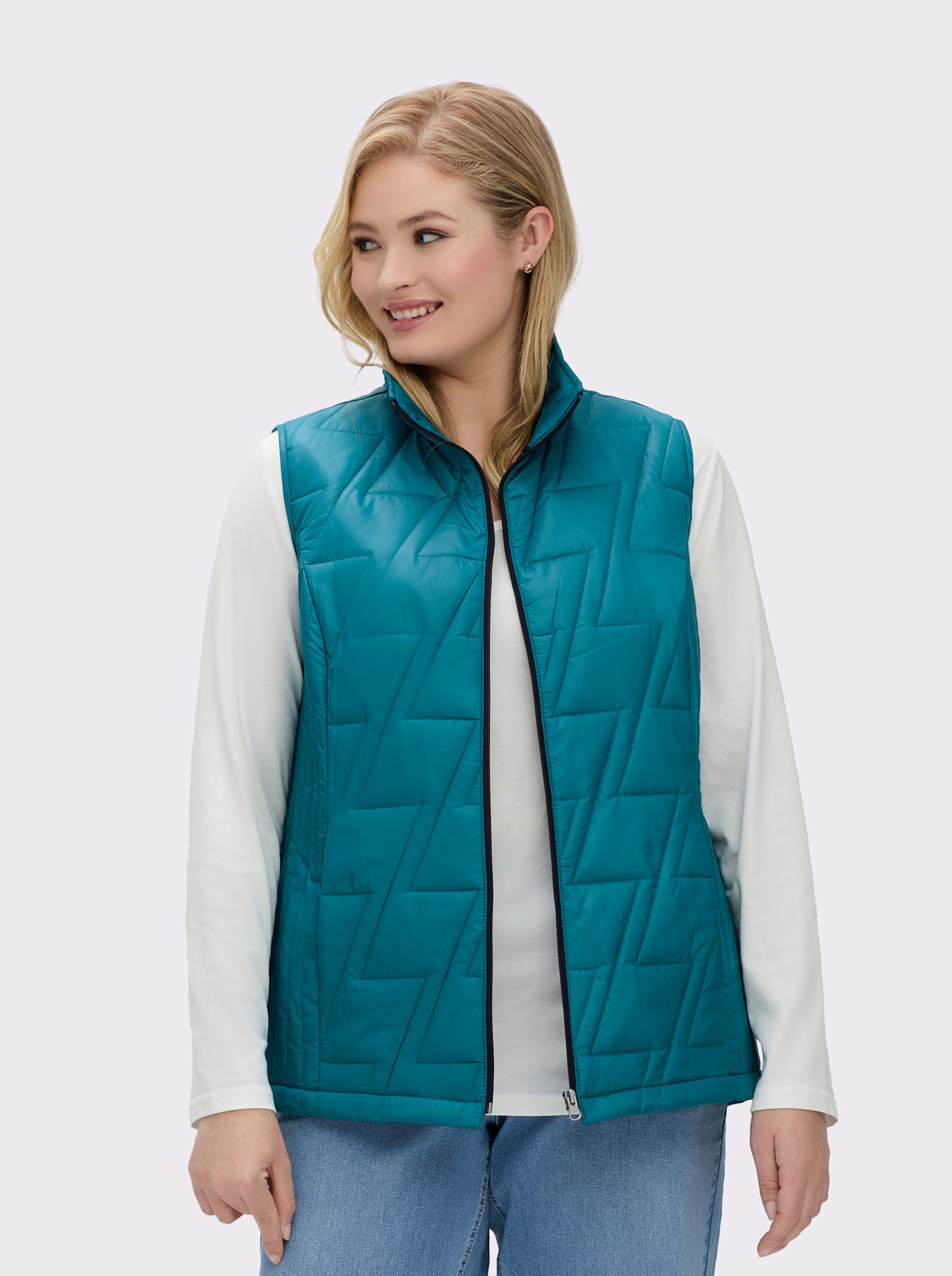 Steppweste mit kontrastfarbigem Futter - aquapetrol