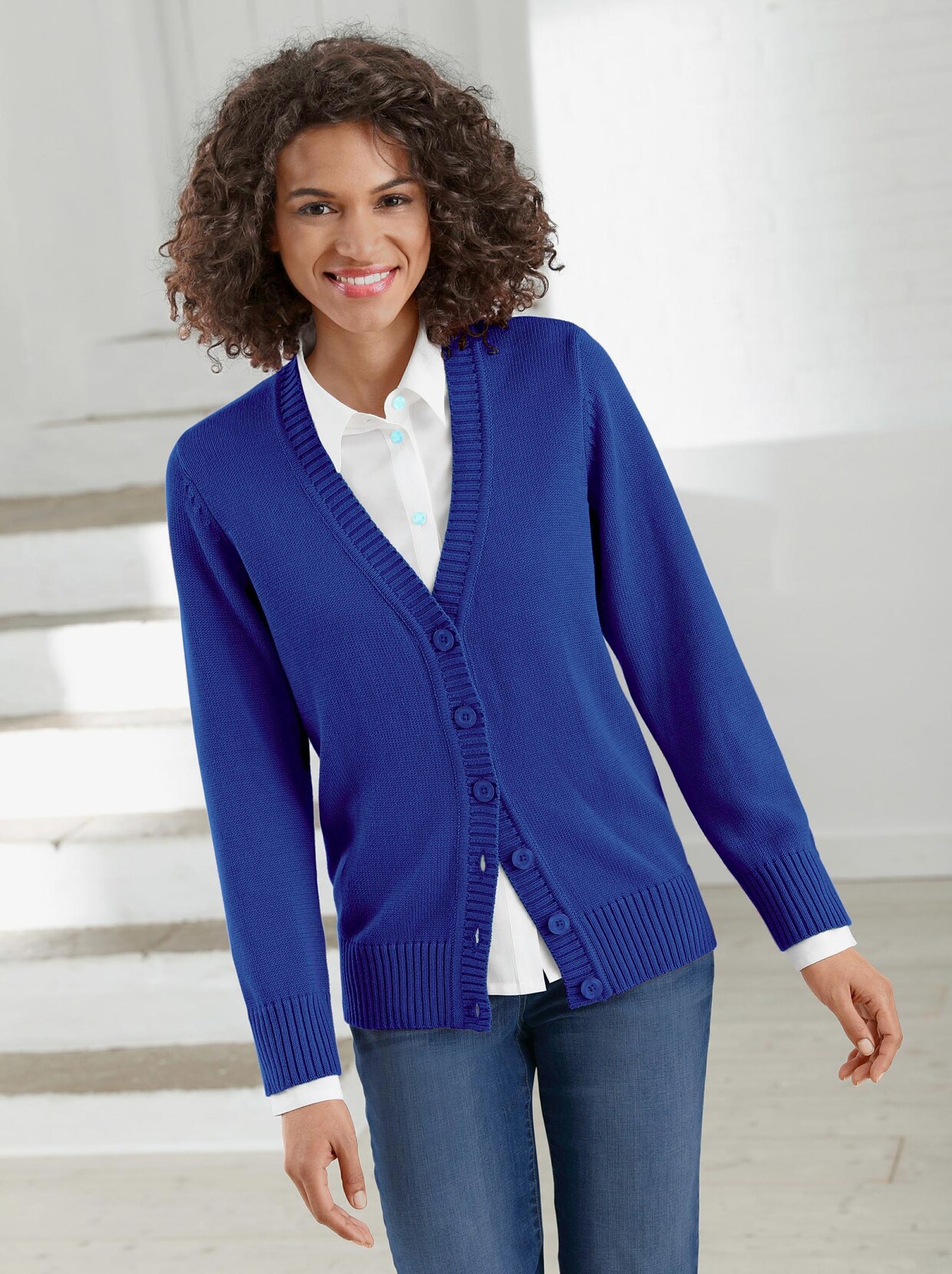 Strickjacke - royalblau