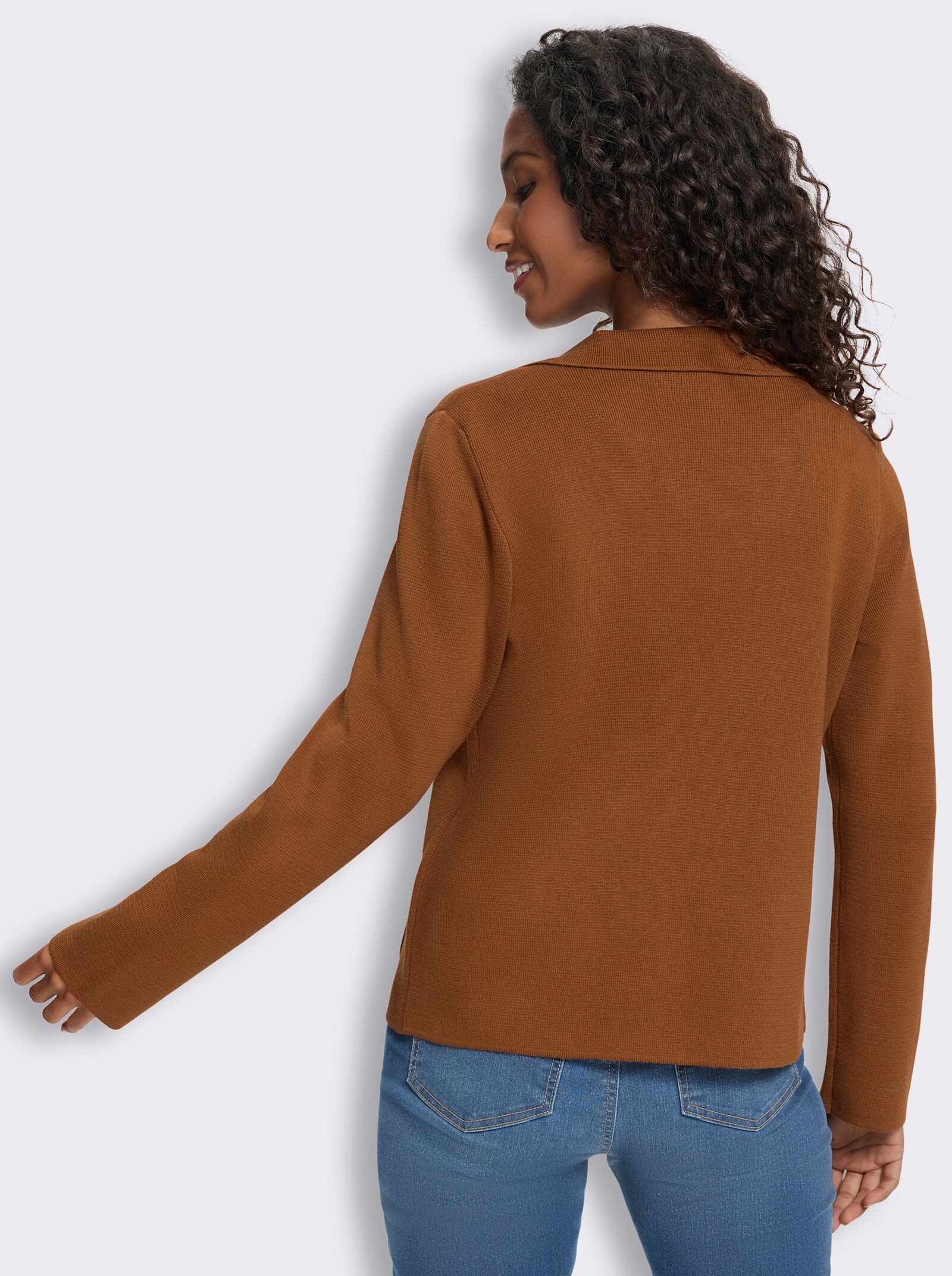 heine Strickblazer mit Taschen - cognac