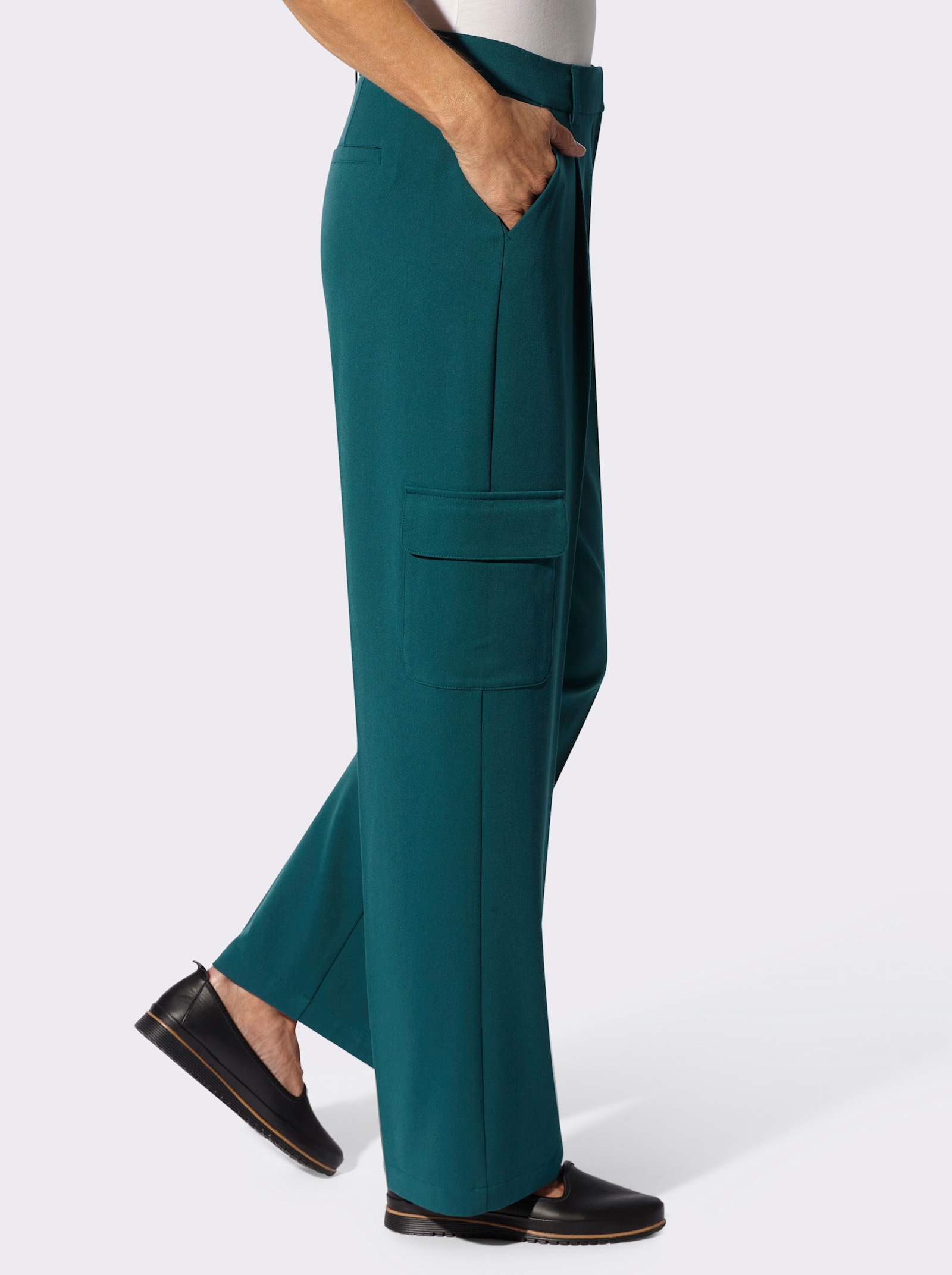 Cargohose in weiter Form - petrol