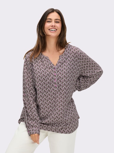 Druckbluse aus Viskose in ECOVERO-Qualität - mauve-dunkeltaupe-bedruckt