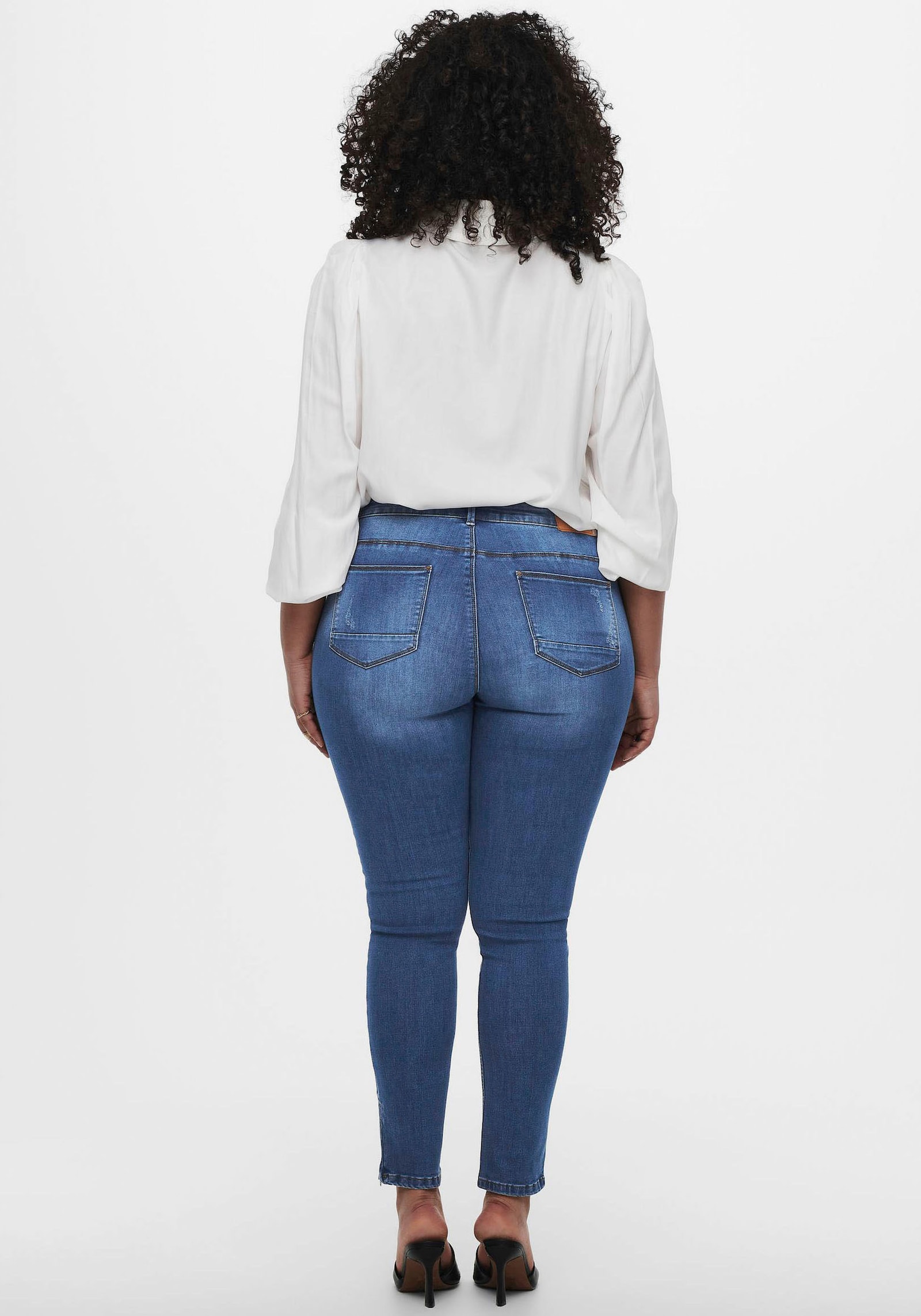 ONLY CARMAKOMA Skinny-fit-Jeans - mid-blue-bleached