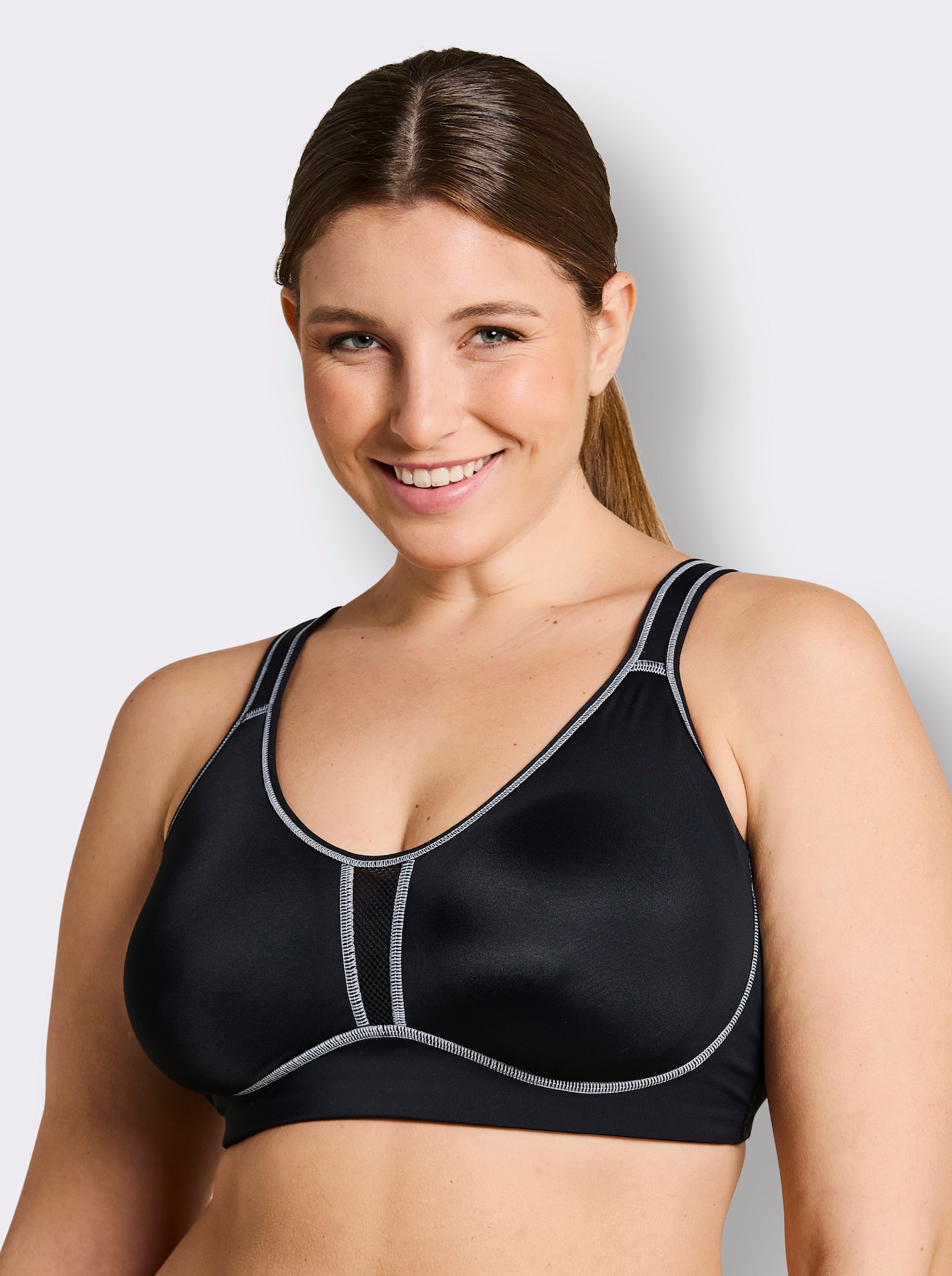 Viania Sport-BH ohne Bügel mit Frotteefutter - schwarz