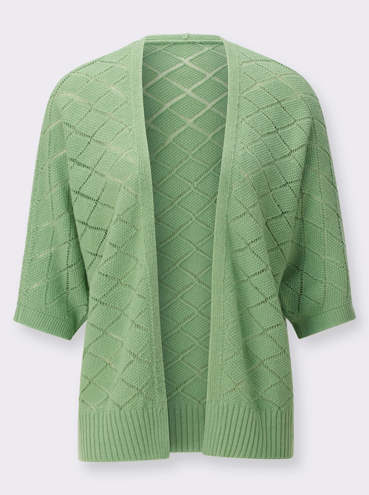 Ajourstrickjacke - eucalyptus