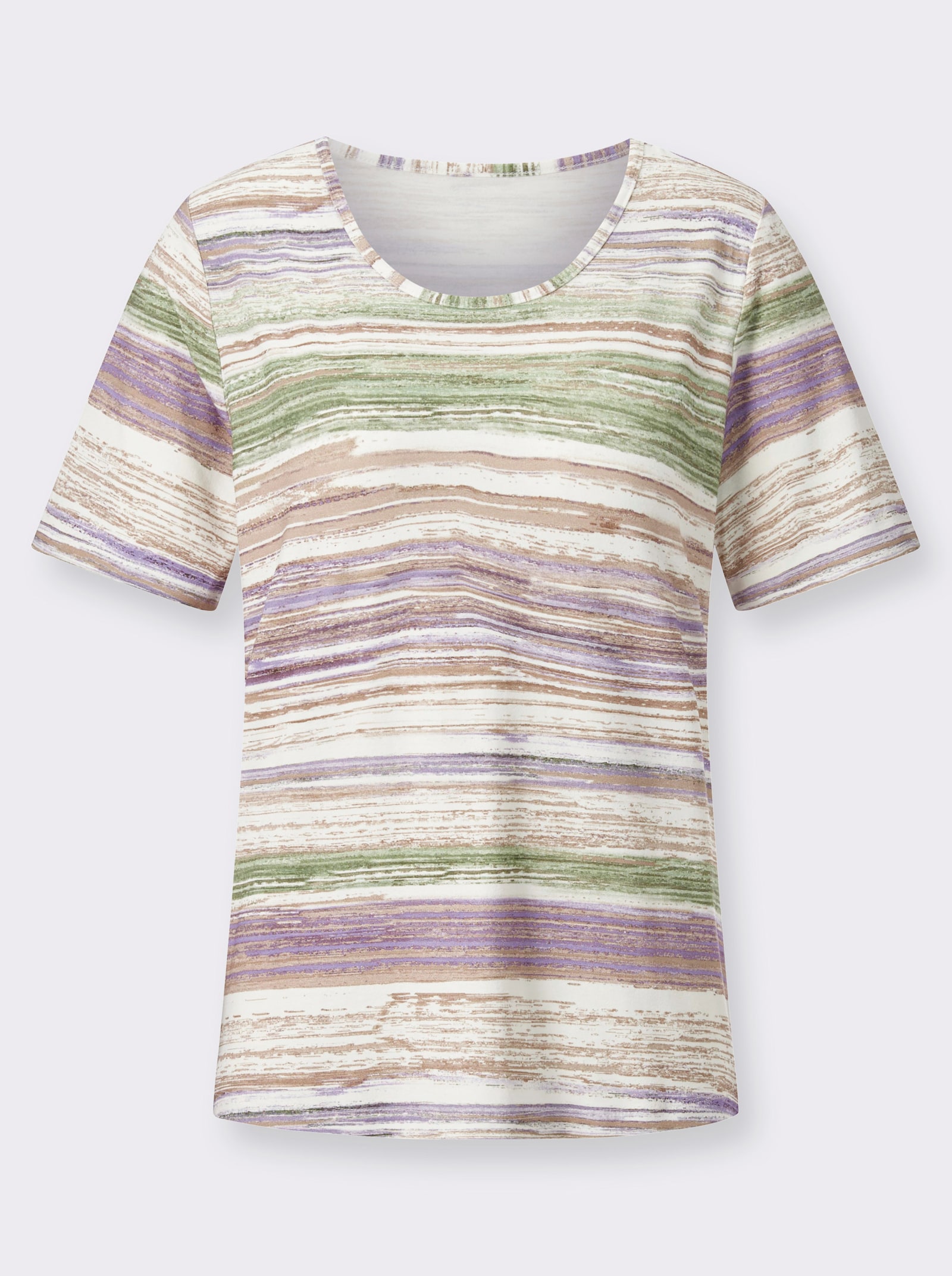 Print-Shirt mit Ringelmuster - eucalyptus-lavendel-bedruckt