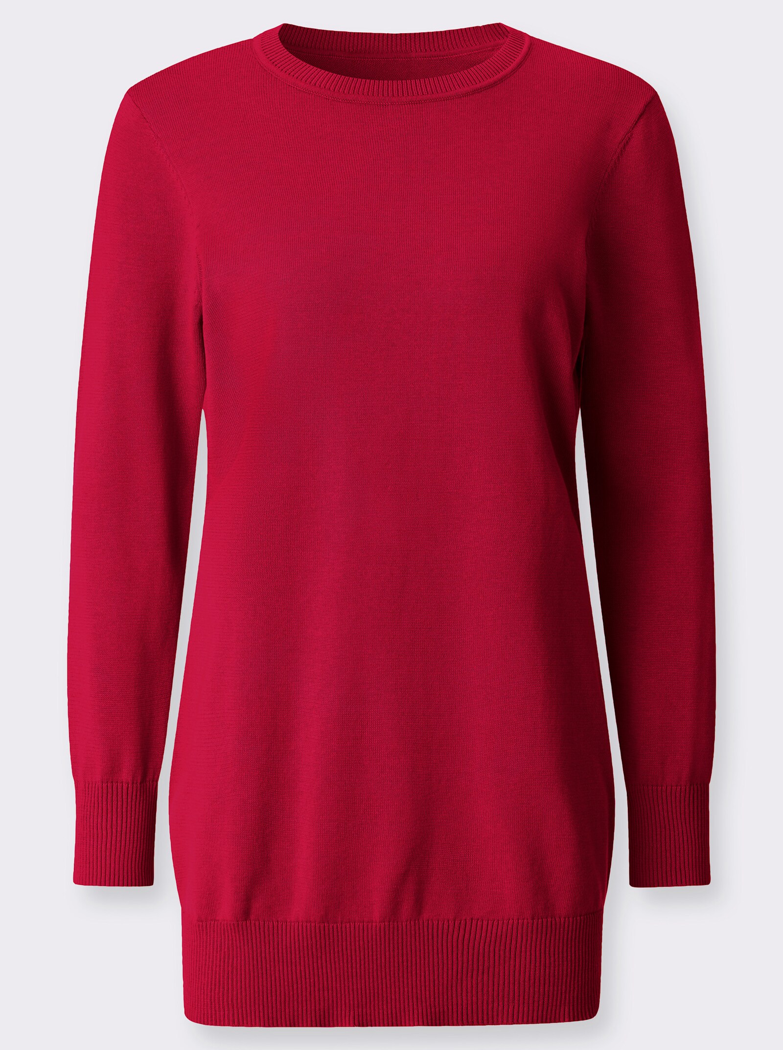 Lange pullover van fijntricot - rood