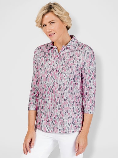 Poloshirt mit Bio-Baumwolle - rosé-steingrau-bedruckt