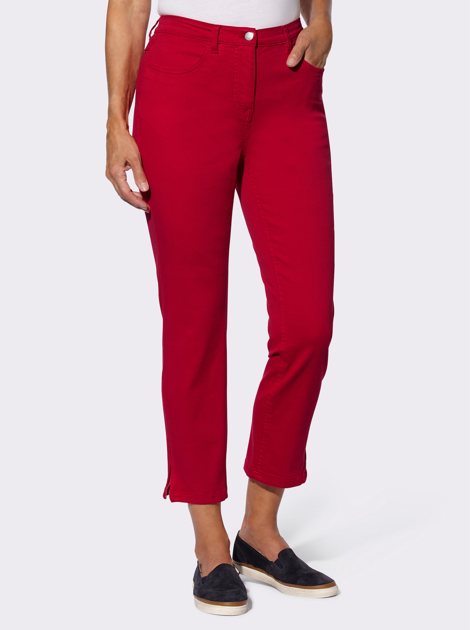 7/8-jeans met ritssluitingen opzij - rood