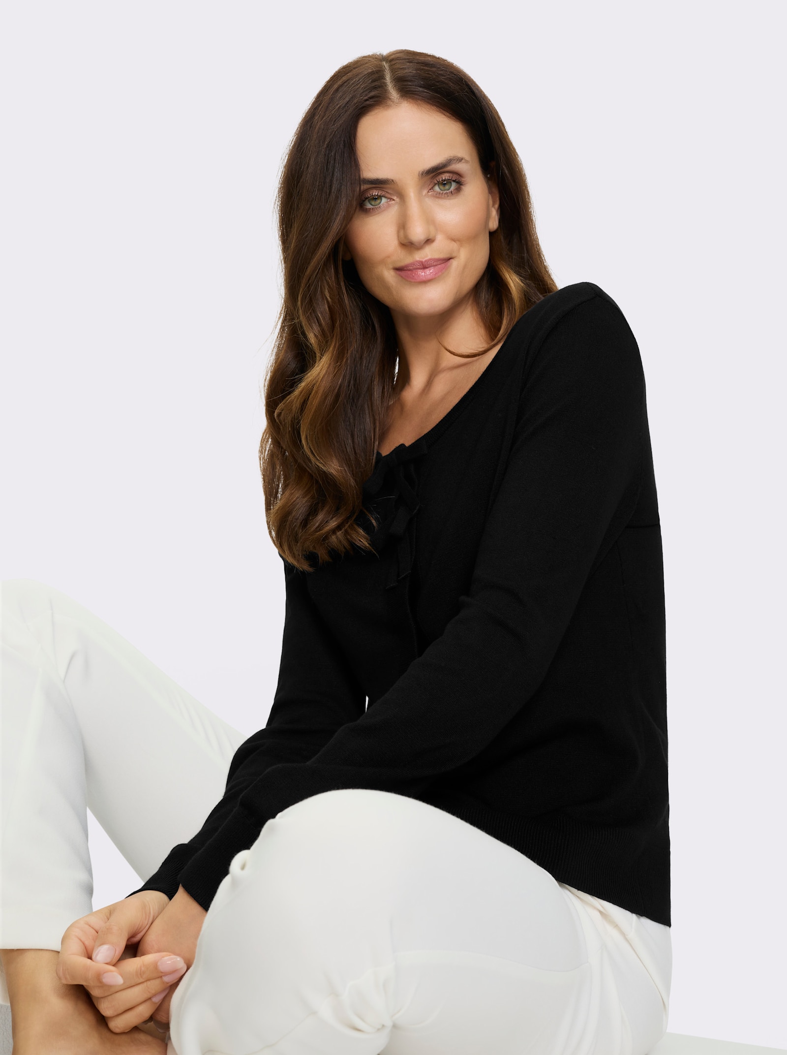 heine Fijn gebreid vest met applicaties - zwart