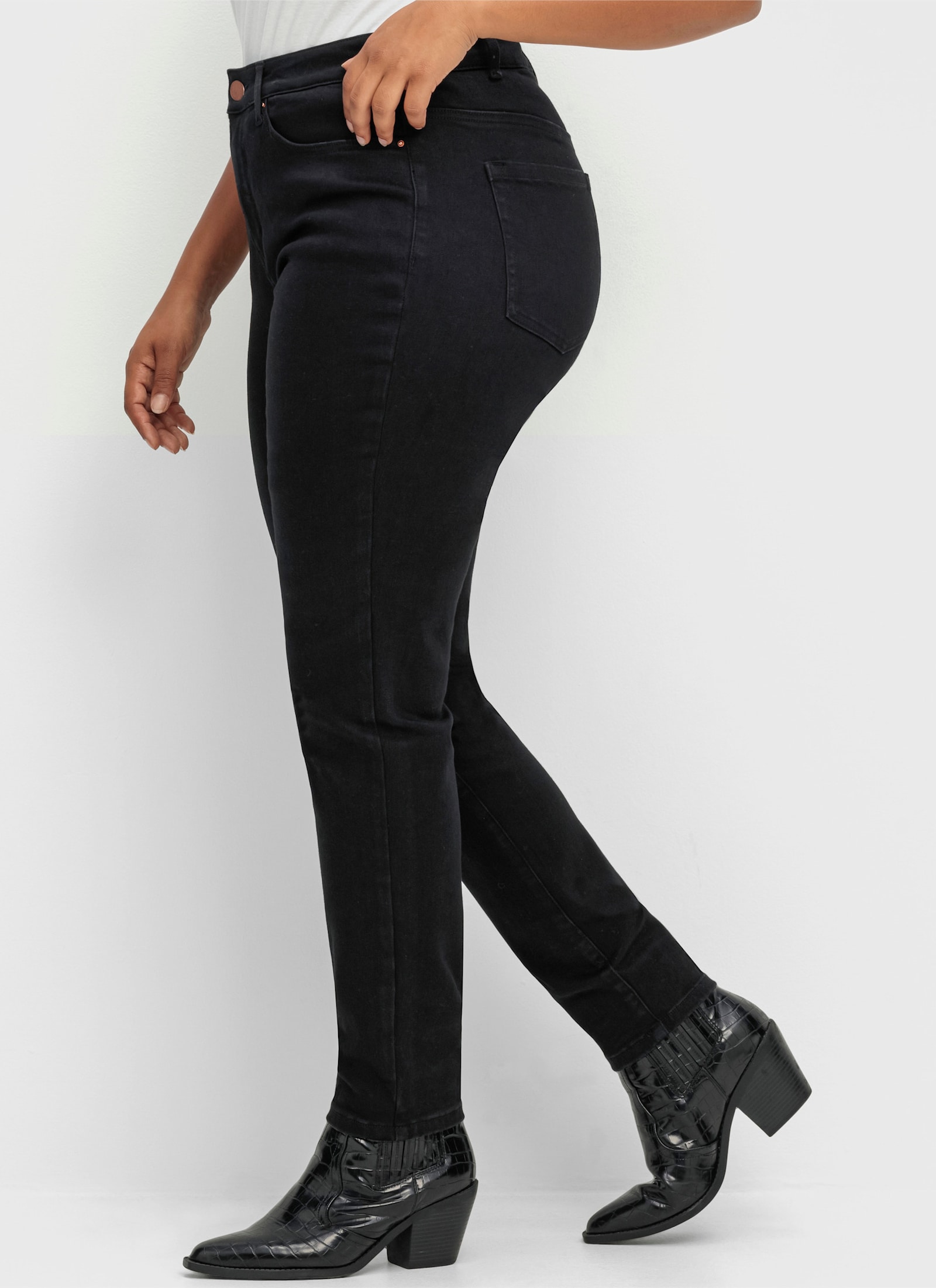 sheego Skinny jeans met bodyforming-effect - black denim